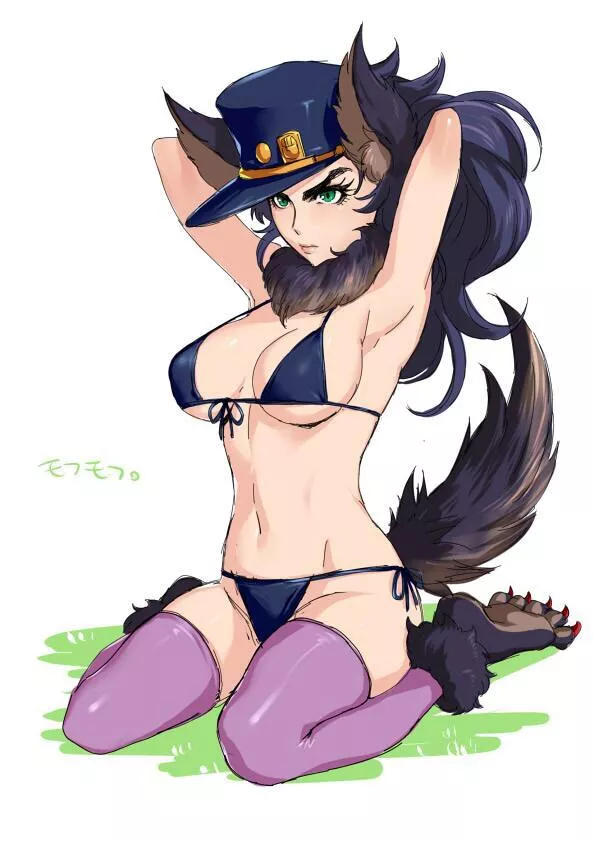 Furry Jotaro is in her bikini with her arms up posted by NORlAKlKAKYOlN