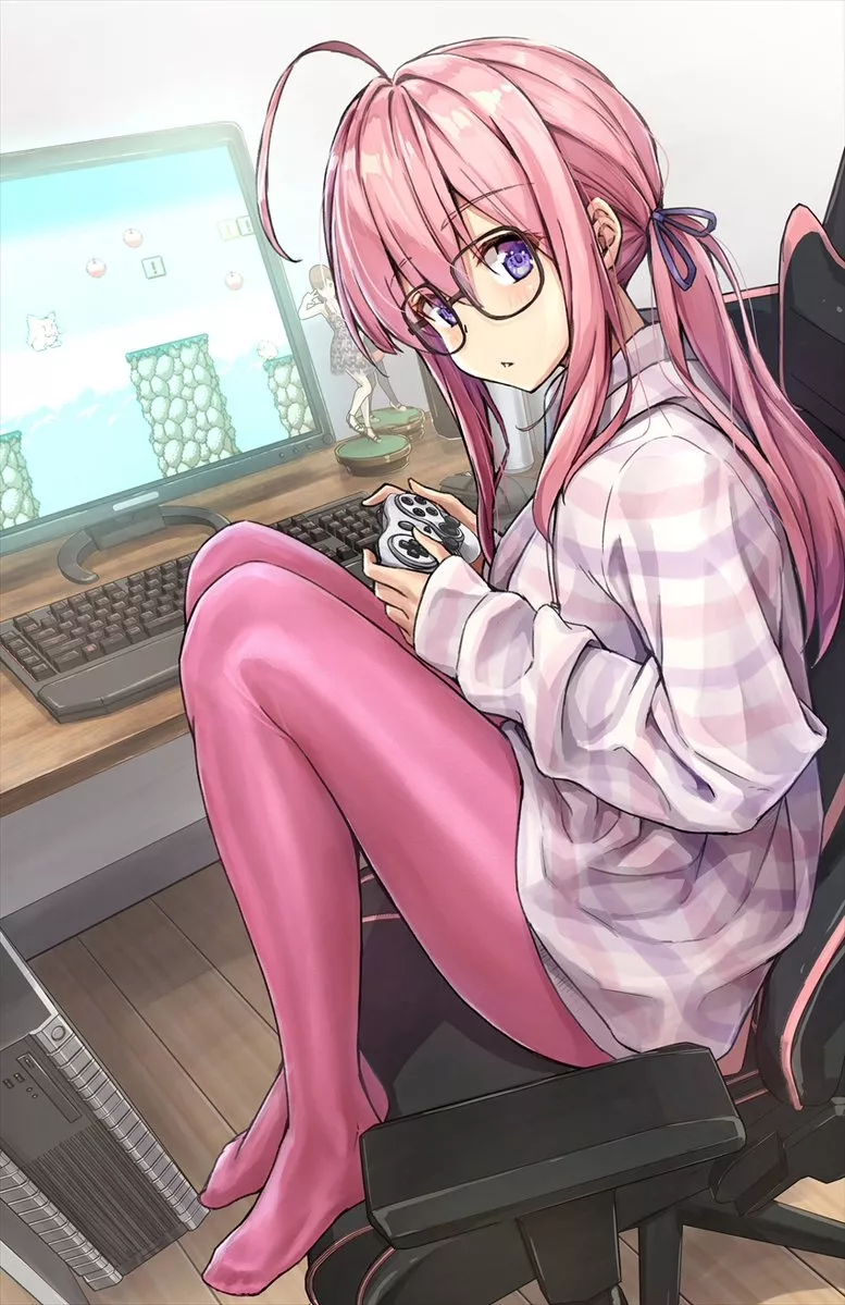 Gaming on her PC [Original] posted by CheetahSperm18