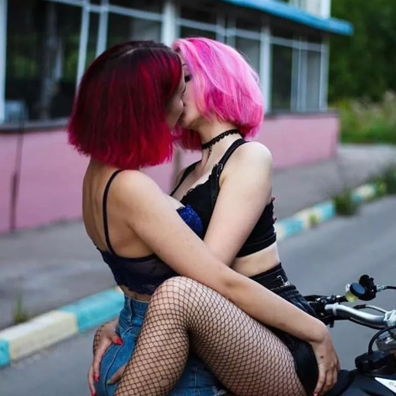 Girls kissing on bike posted by flyersfan124