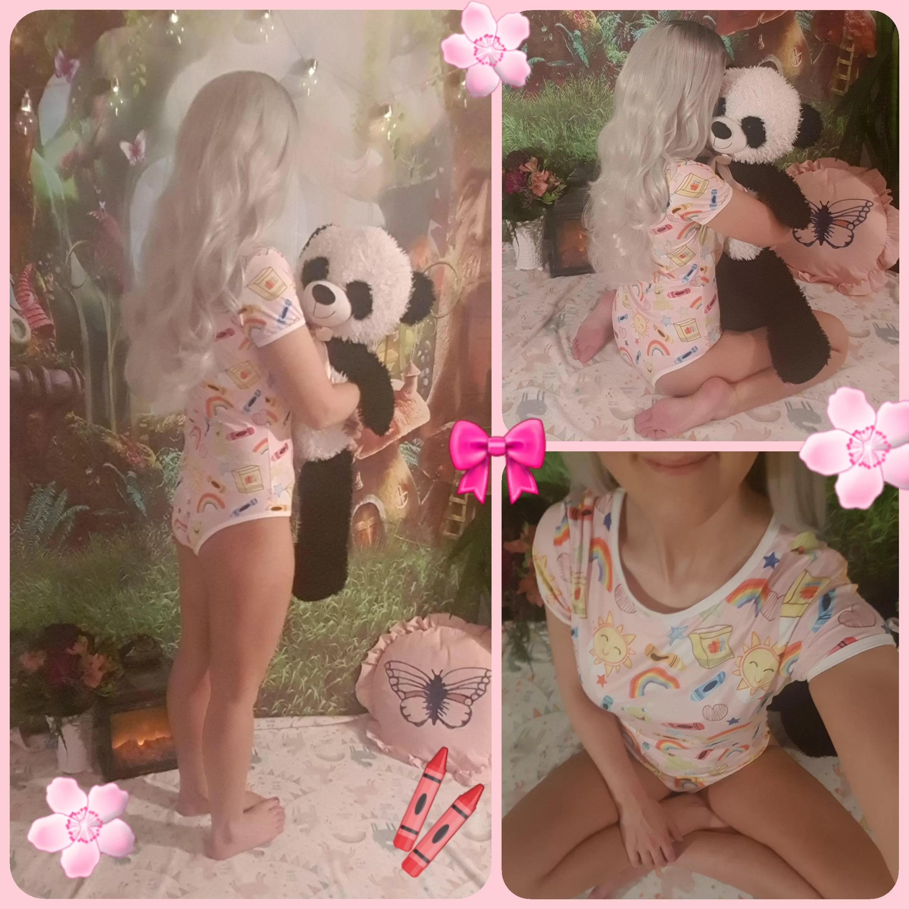 Got new onesie ðŸ¥° it haves crayons!ðŸ– posted by PAnDaBeBi