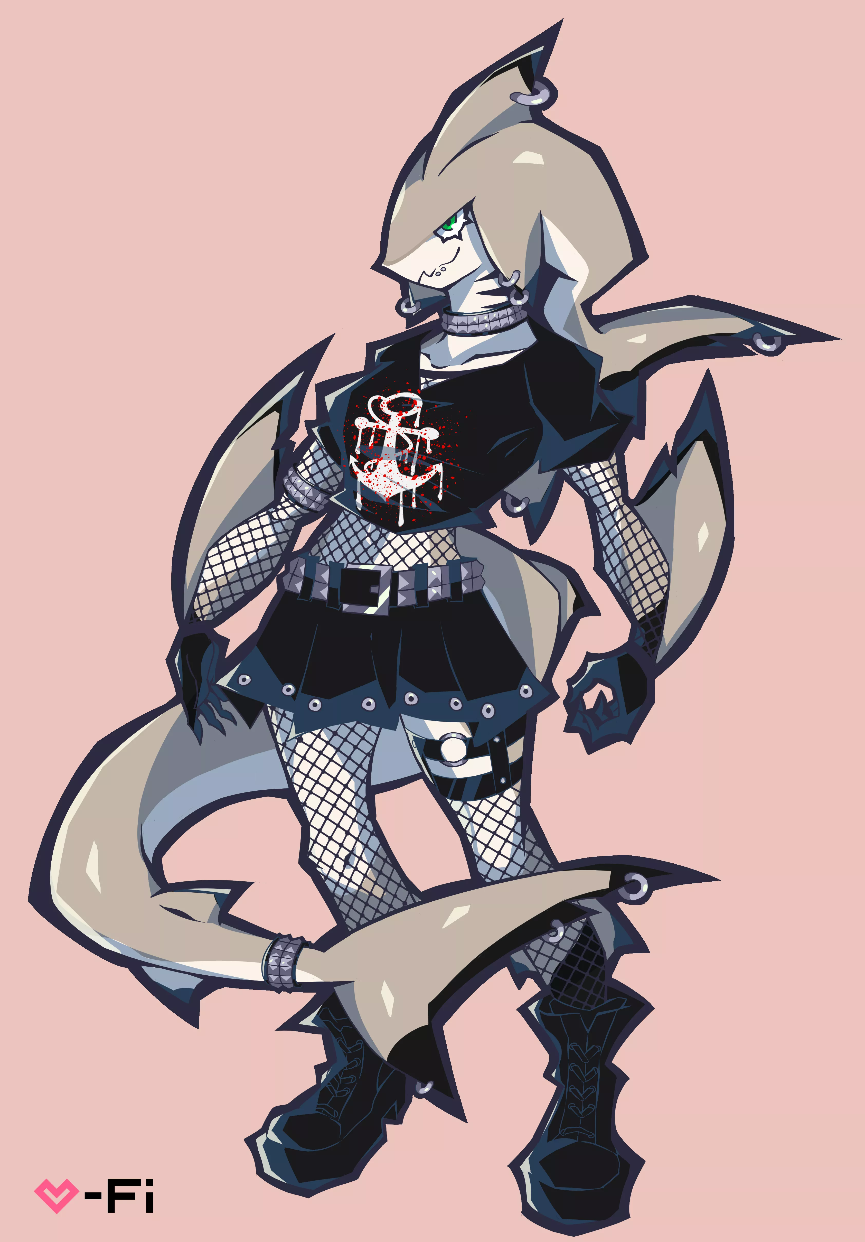 🦈🖤Goth Sharggy!🖤🦈 Character is my OC Rez and art was done by me! posted by Love-FiArt