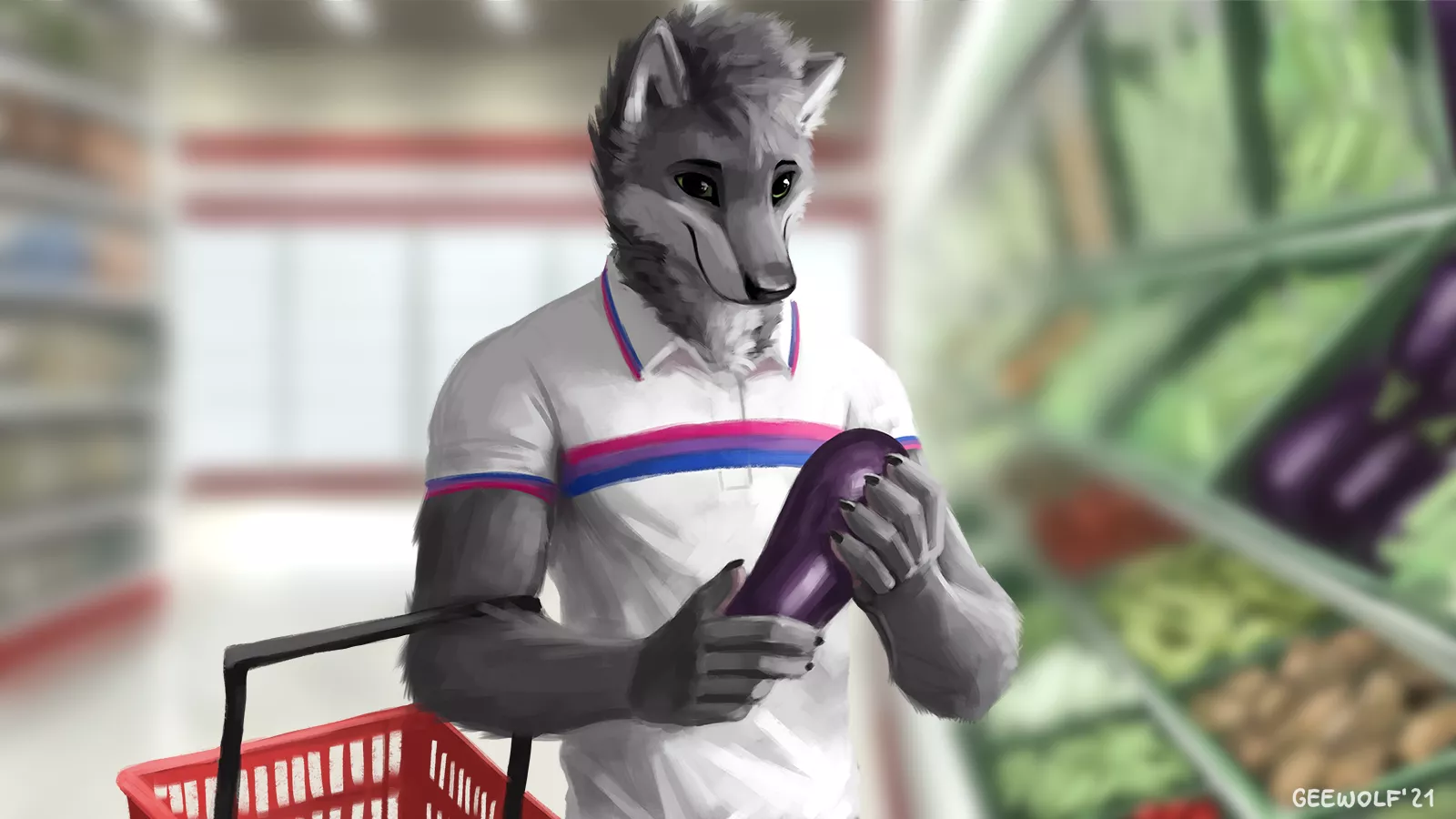 Groceries are fun :3 (by me for GhostWolf) posted by Art_GeeWolf