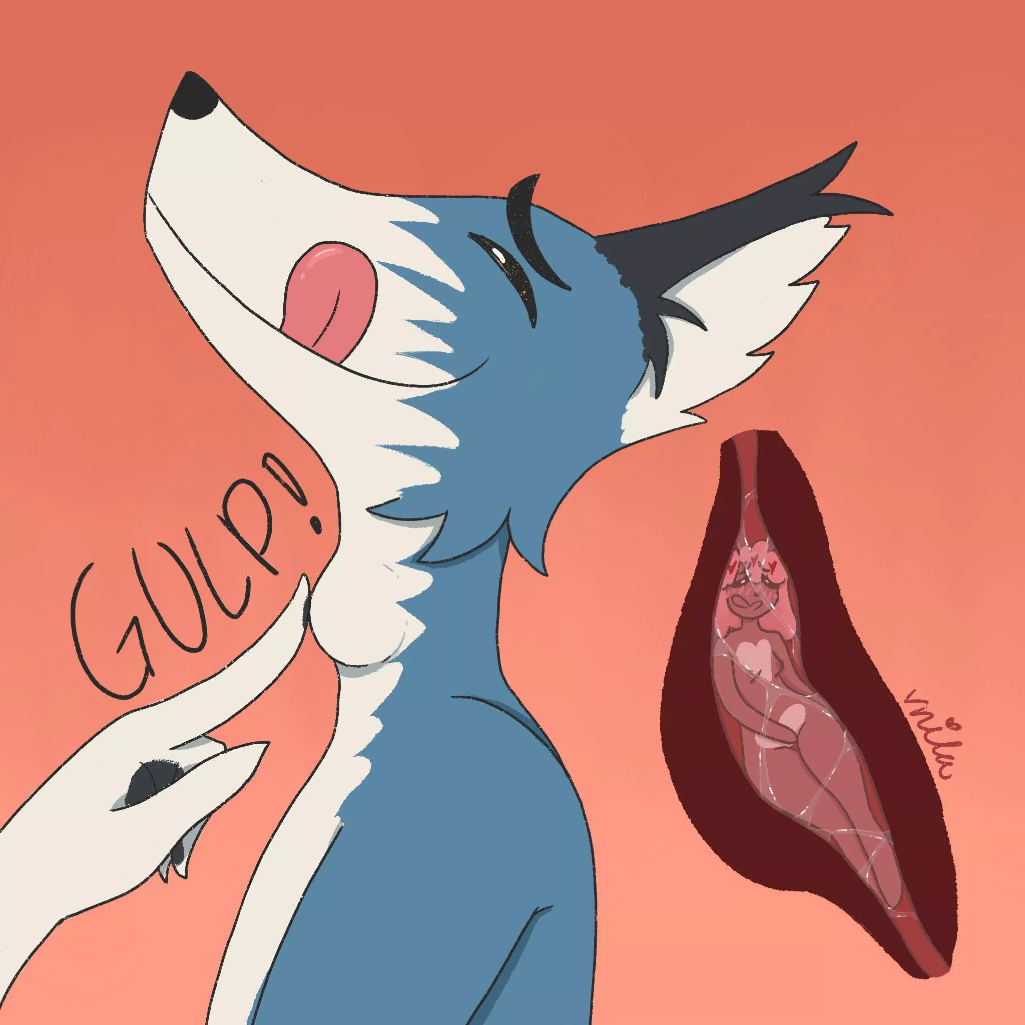 Gulp Me Down [M/F] [furry] [macro/micro] [throat internal] Art by me, vnila posted by v-nila