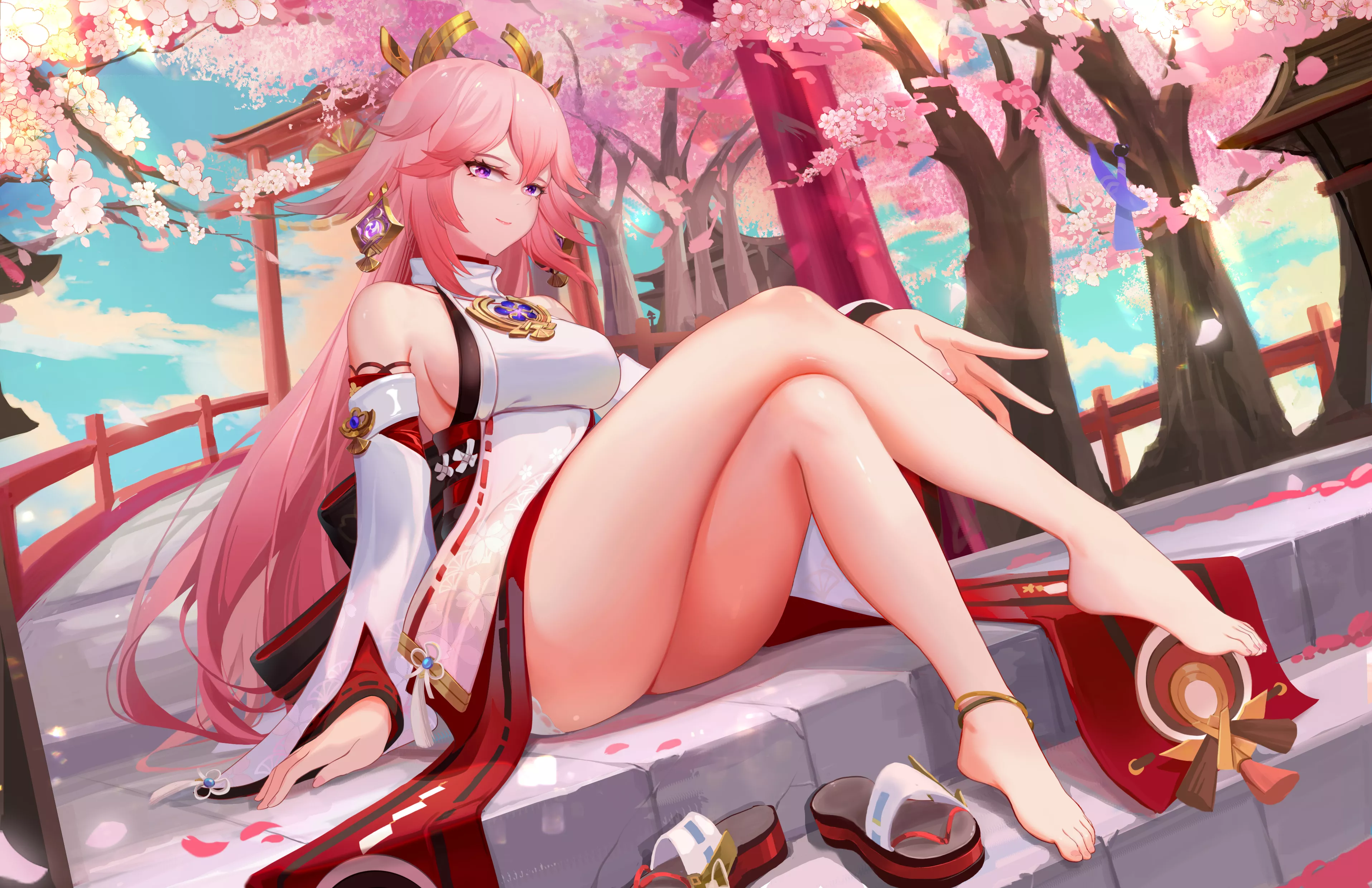 Guuji Yae Under the Sakura Petals [Genshin Impact] posted by AluminiumGnat