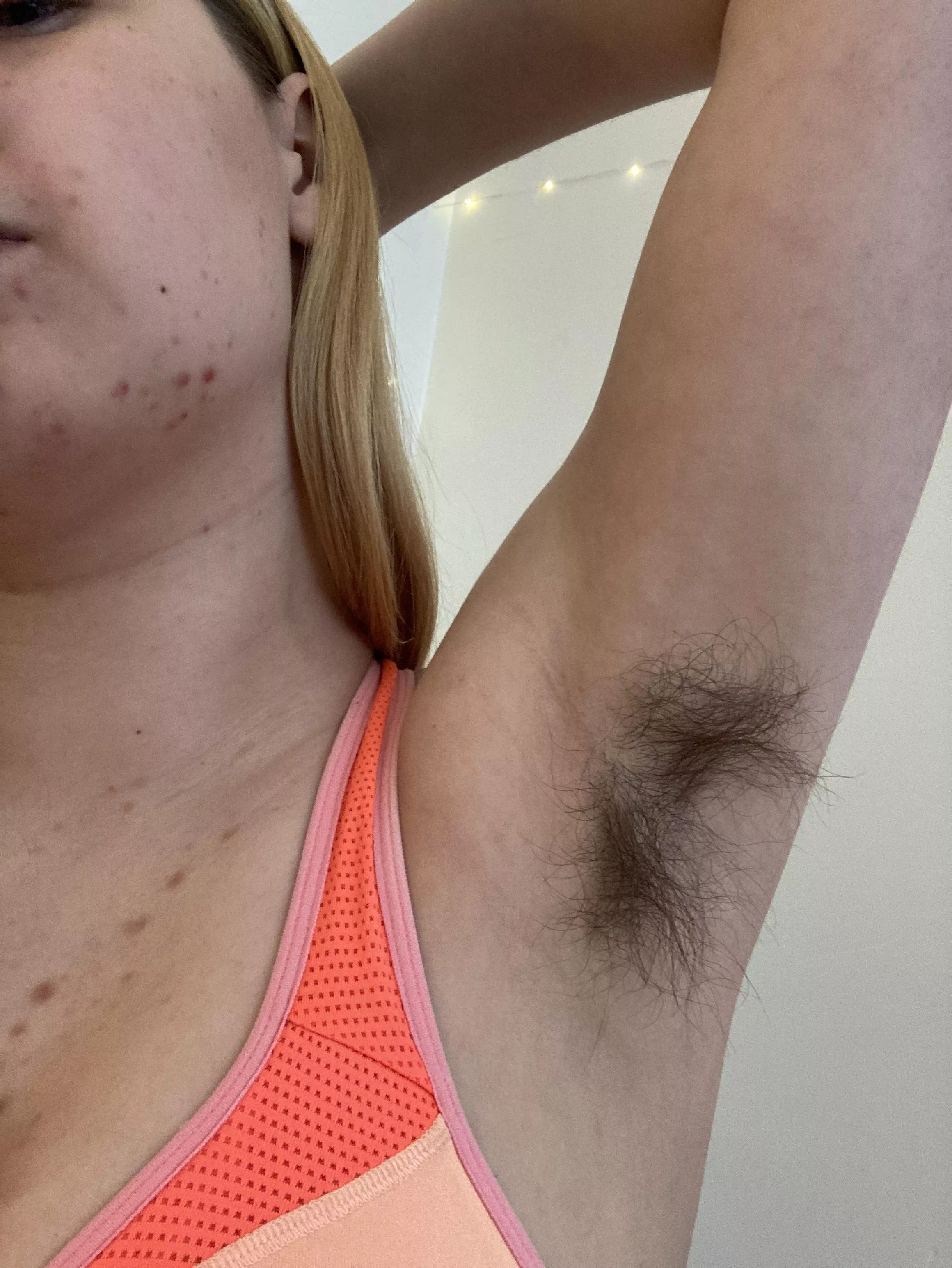 Hairy armpit, with background fairy lights! posted by rainy_baby