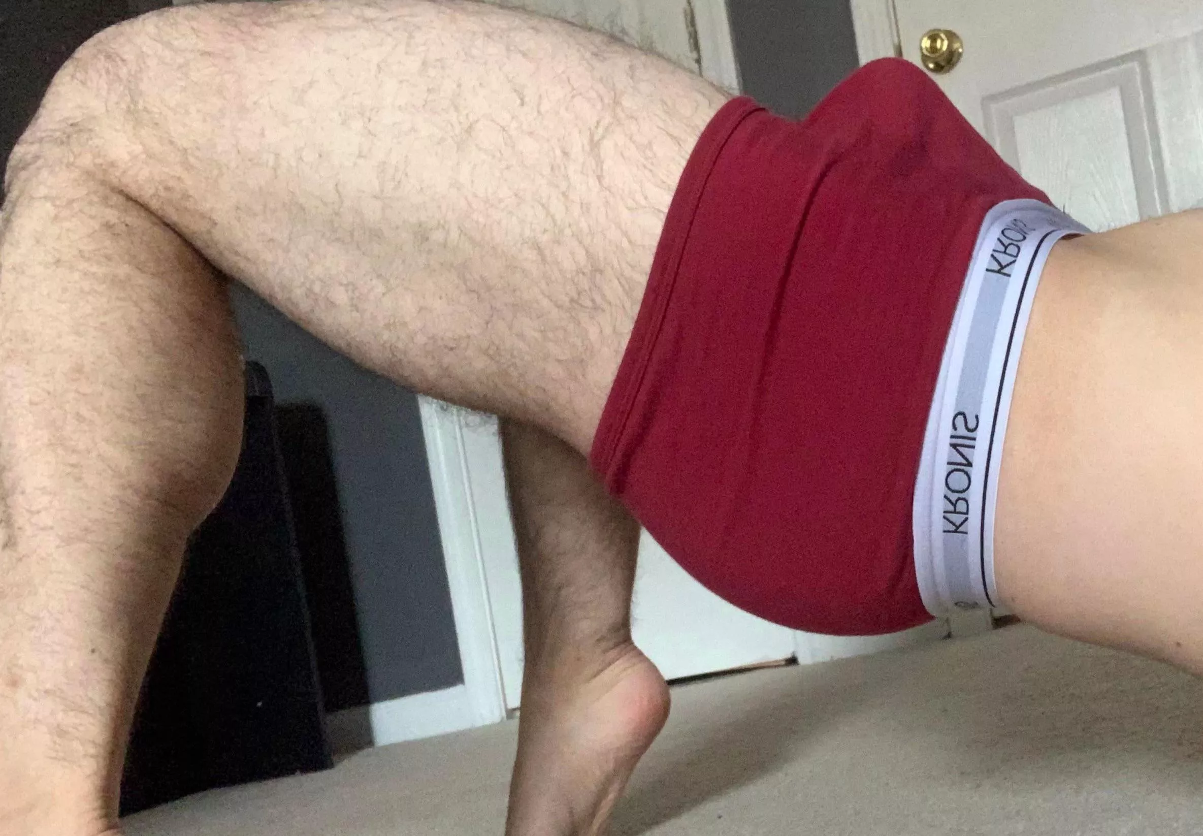 Hairy legs and a bulge posted by Showingbits69