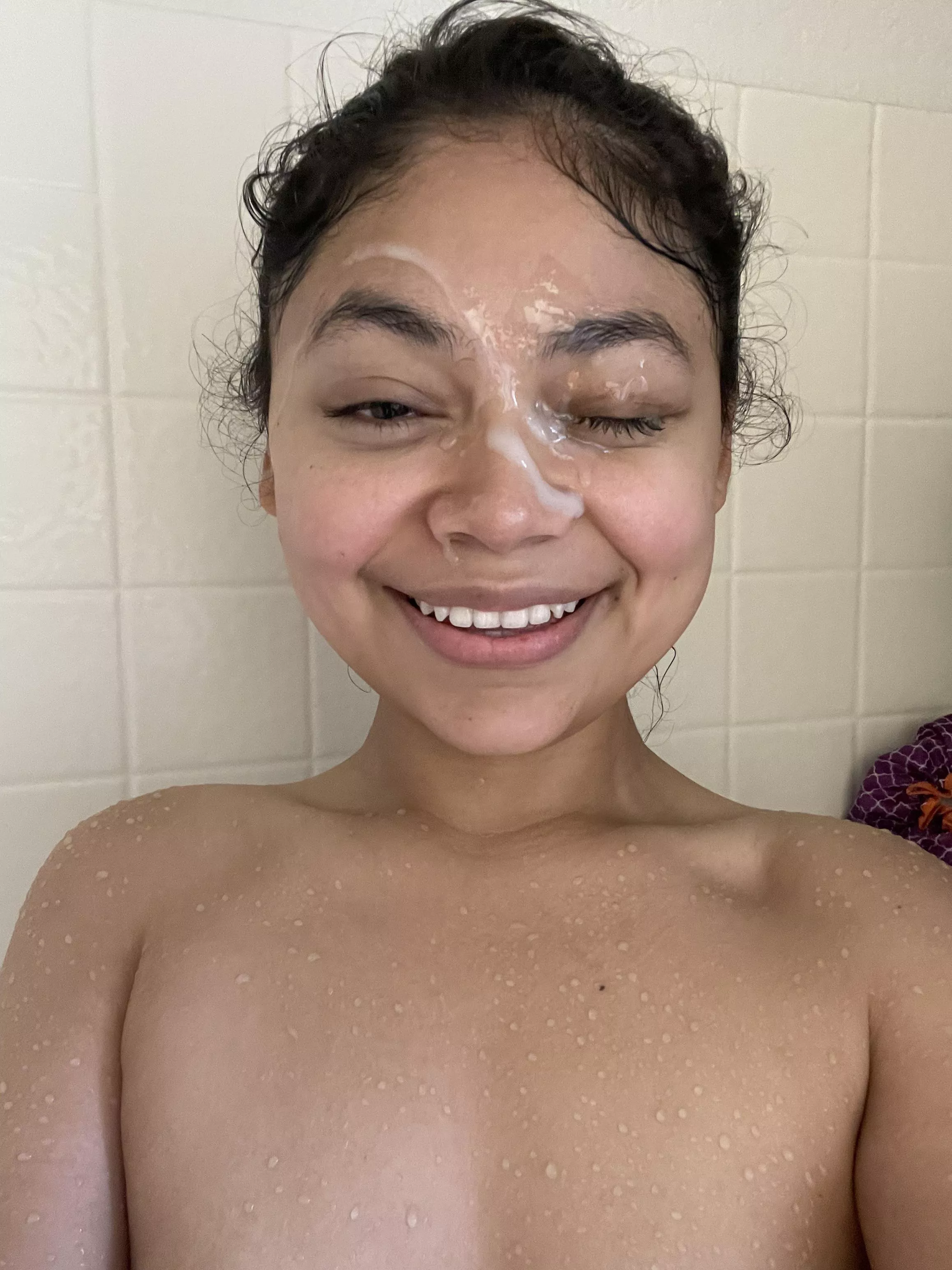 Happily surprised in the shower with a facial posted by Lane-703