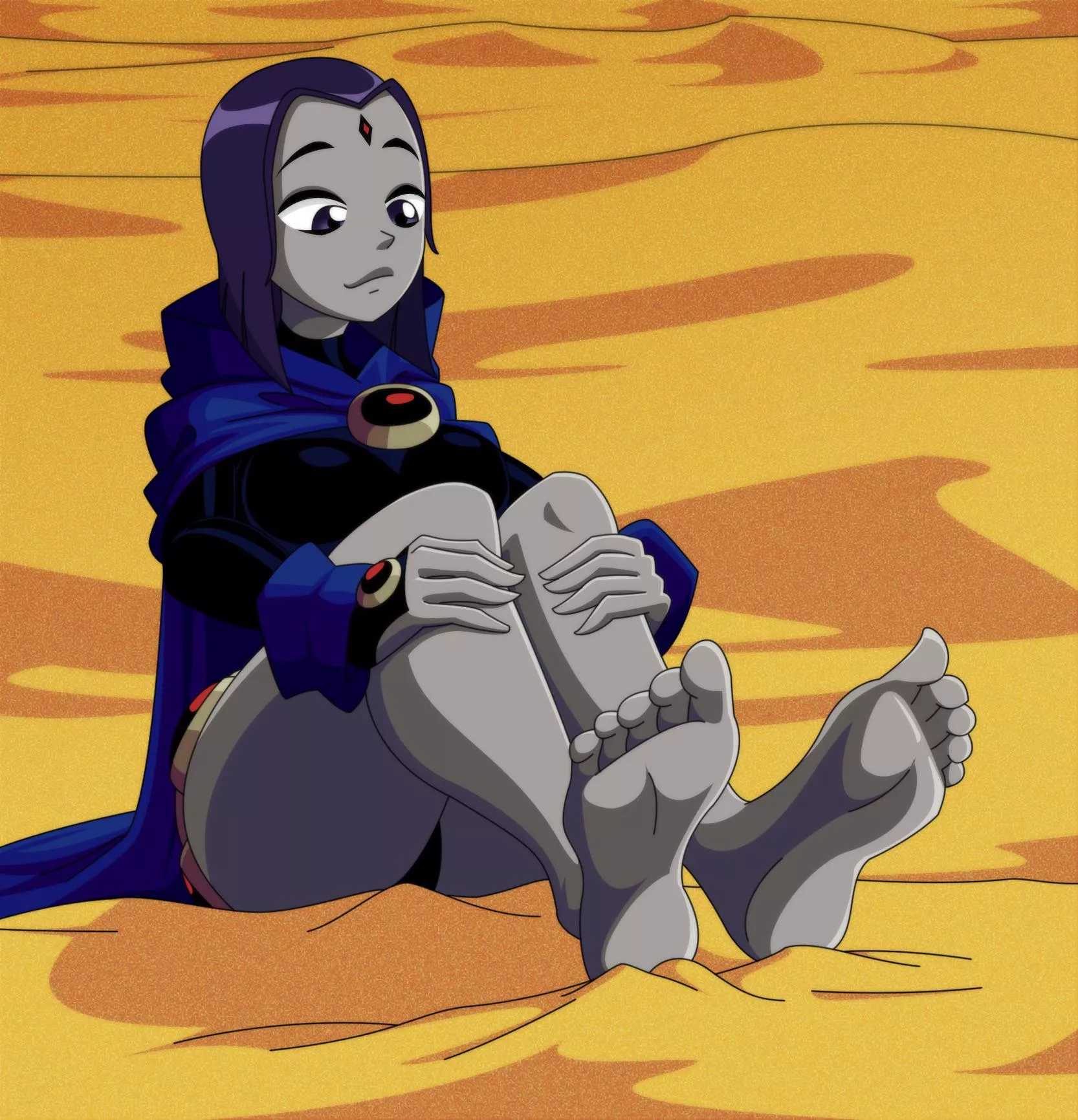 Happy barefoot Raven [Teen Titans] (ravenravenraven) posted by Dirtydan794