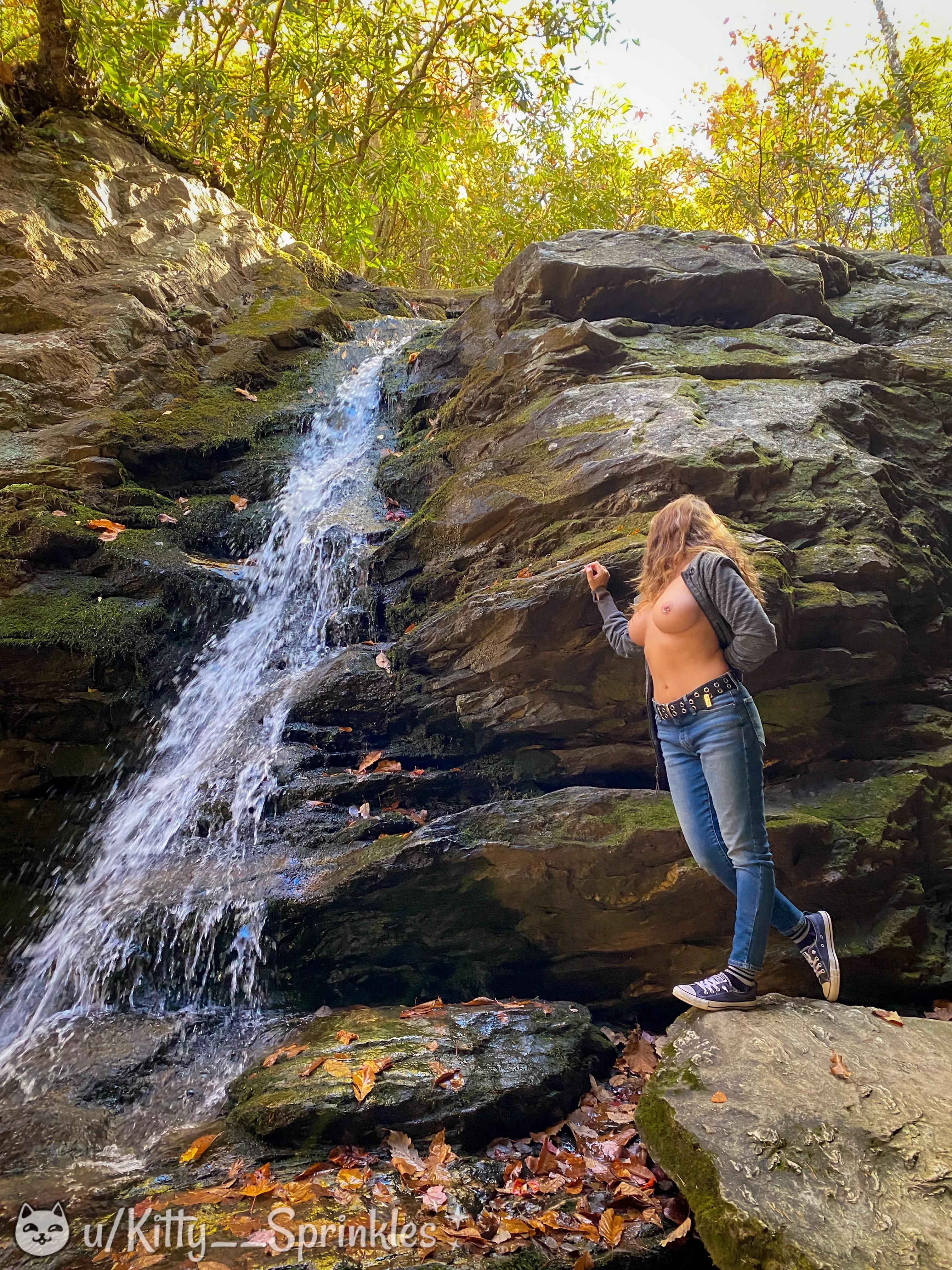 Happy Fall Y’all! PSA… don’t hike waterfalls wearing Chucks! (=^•^=) [f] posted by Kitty__Sprinkles