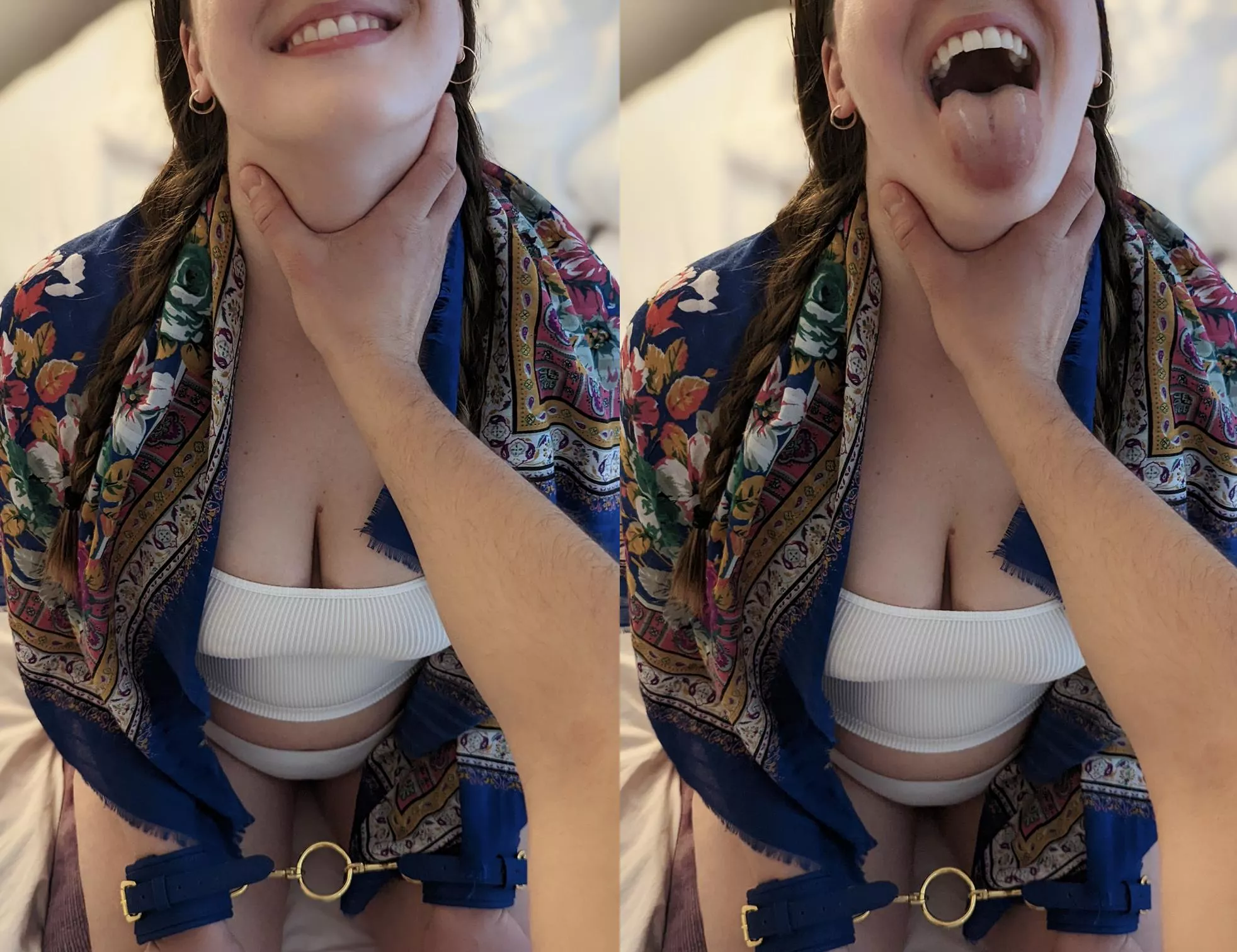 🥰happy slut getting a throat hug 🤗ft. pigtails + pearly smile + tongue out ✨ posted by merrymaryjane69