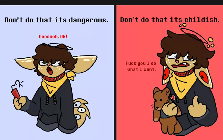 Harmful vs Harmless (art by me) posted by LaptopArmageddon