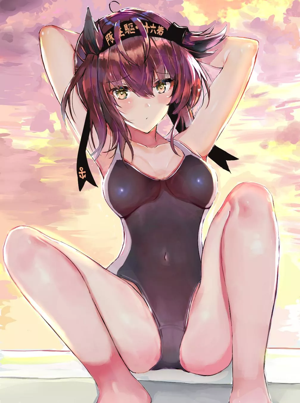 Hatsuzuki Swimming at Dusk (Eriyama E) [Kantai Collection] posted by sequence_string