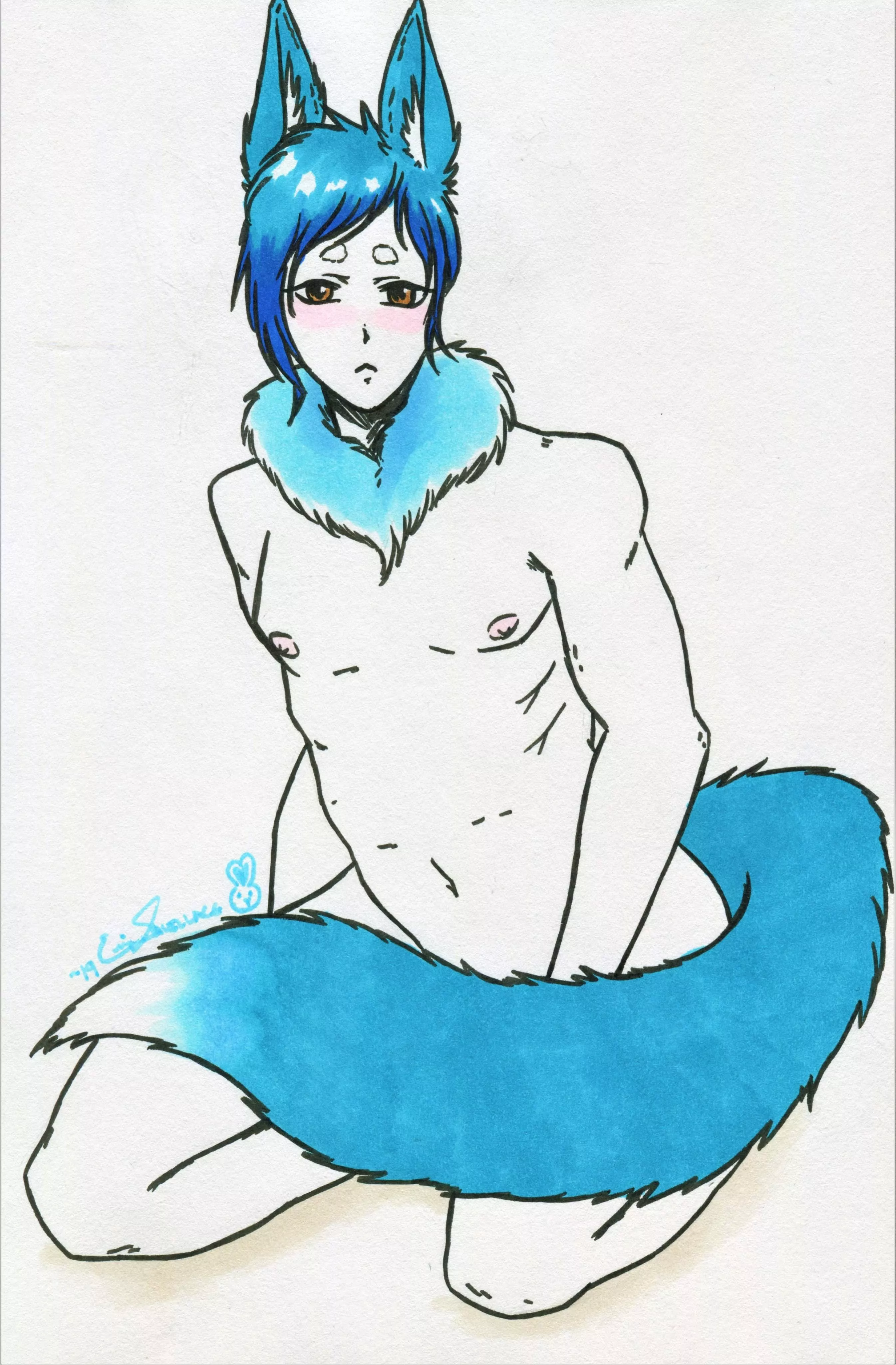 Have a soft naked boy 💙 art by me 💚 posted by Ocamaru