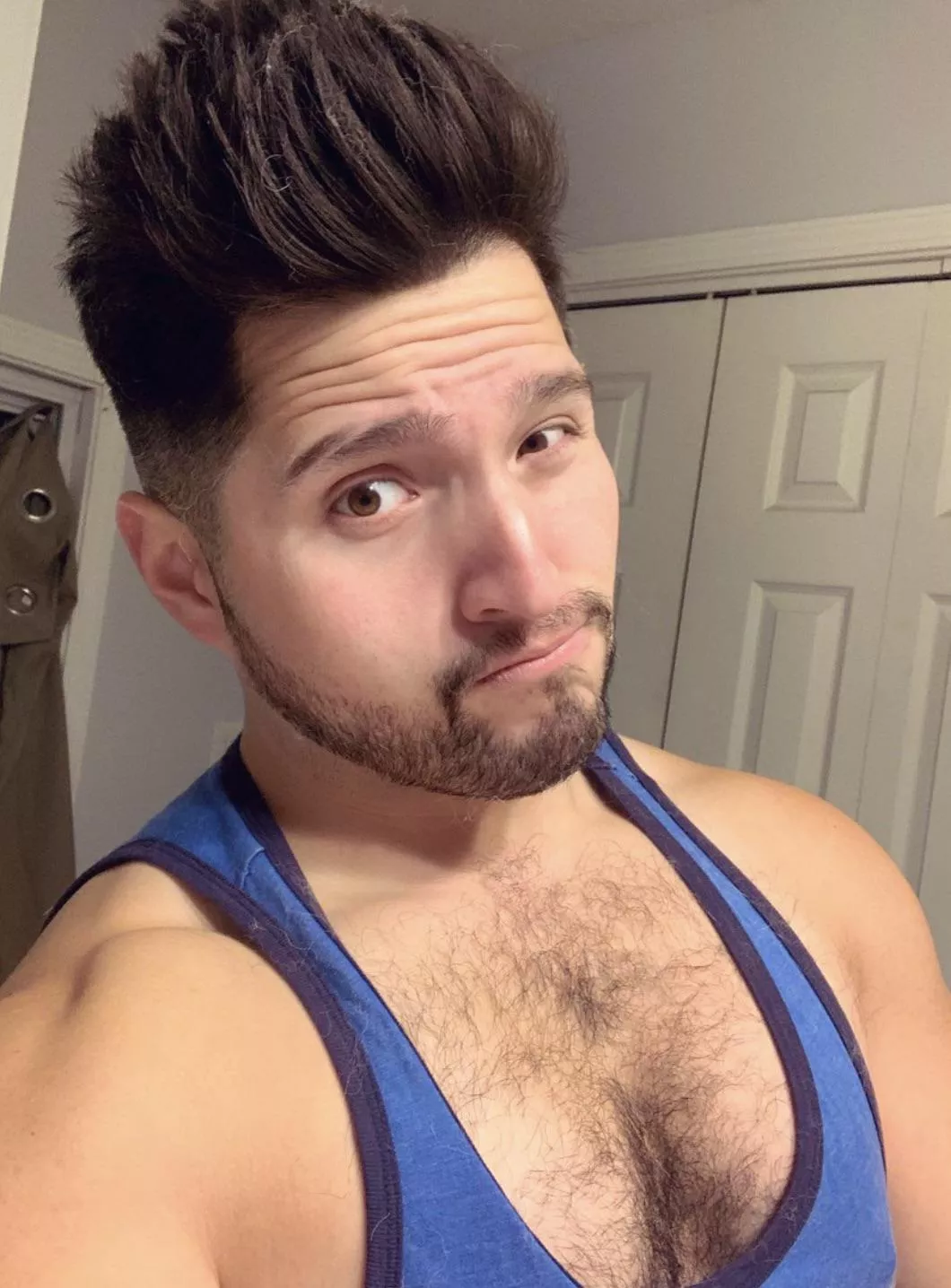 Having a Siberian husky and hugging him after work leads me to white hair on the topâ€¦ TGIF no plans just chilling with my pup â€¦ day dreaming of a DILF ðŸ˜‚ hit me up fellas say hi DM me posted by Wolfie5891