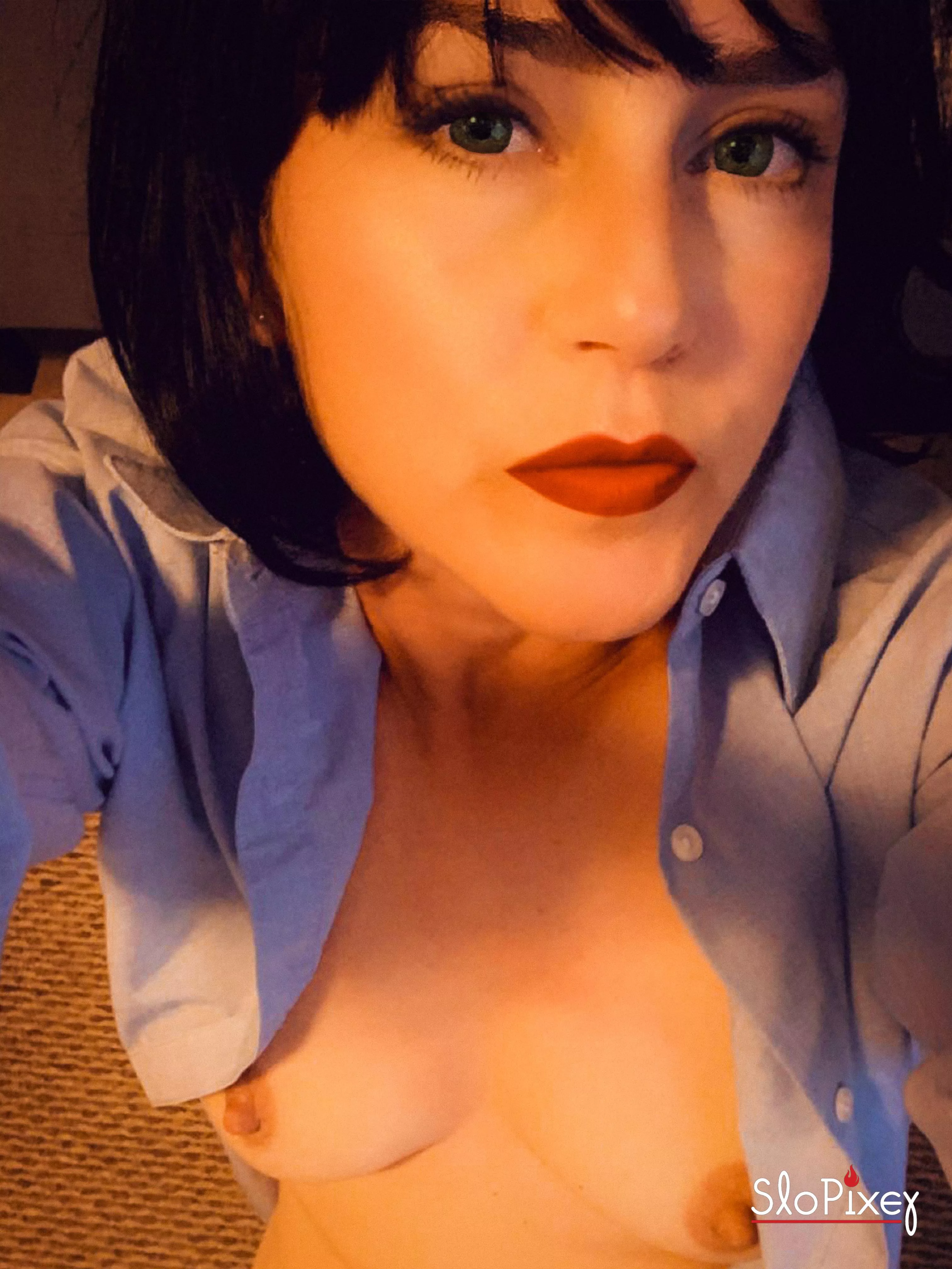 Having fun in hubby’s work shirt posted by SloPixey