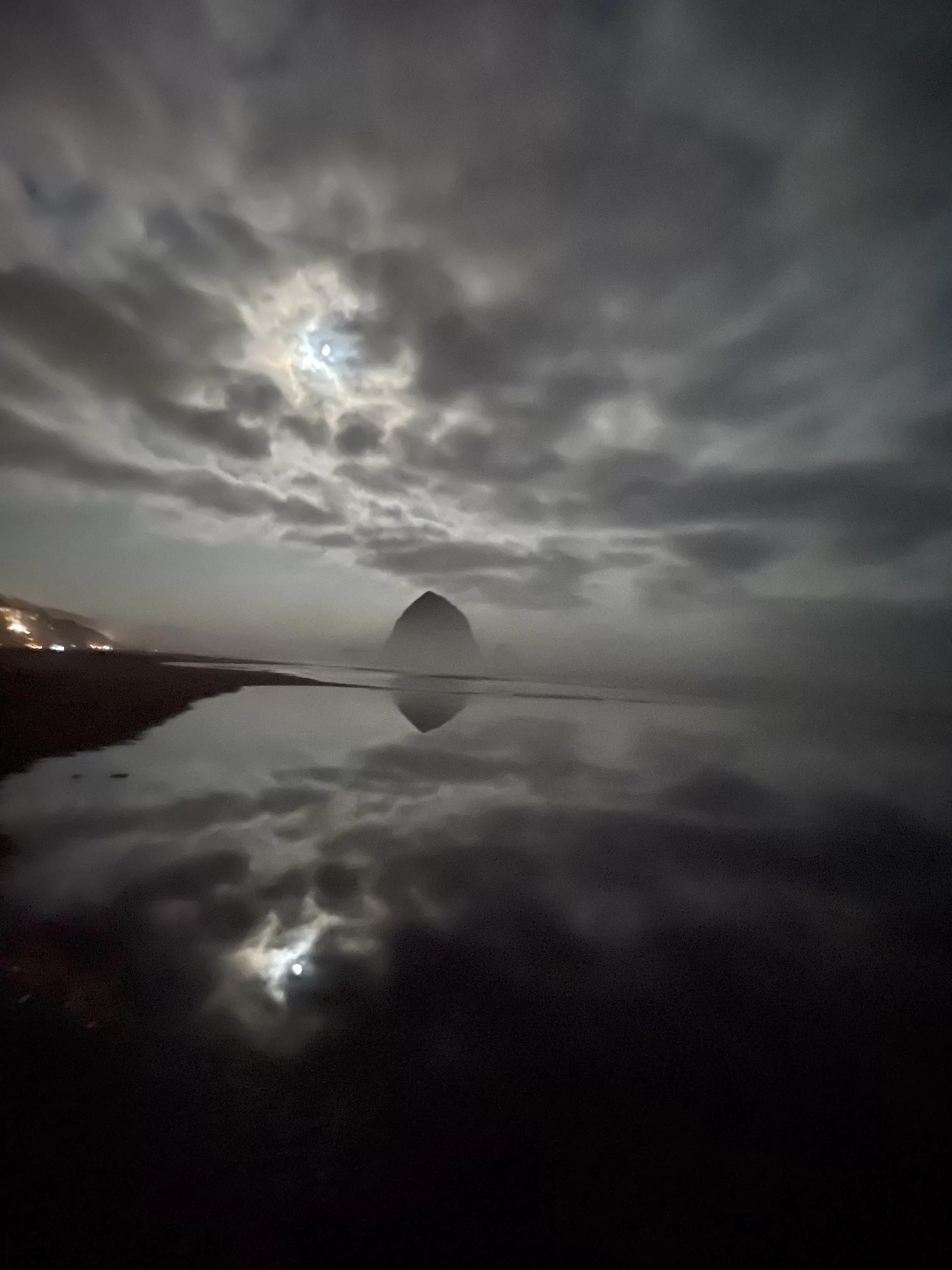 Haystack Rock at Night posted by nihachu_simp