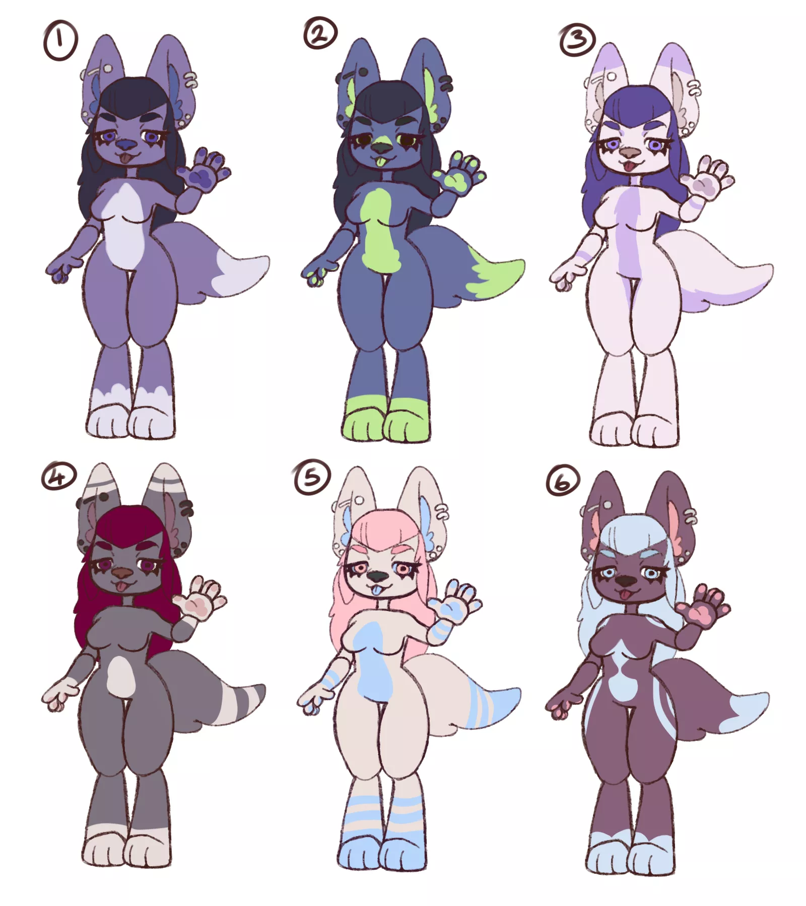 help me choose a colour palette! (art by me @fuzzyfangs) posted by fuzzyfangs