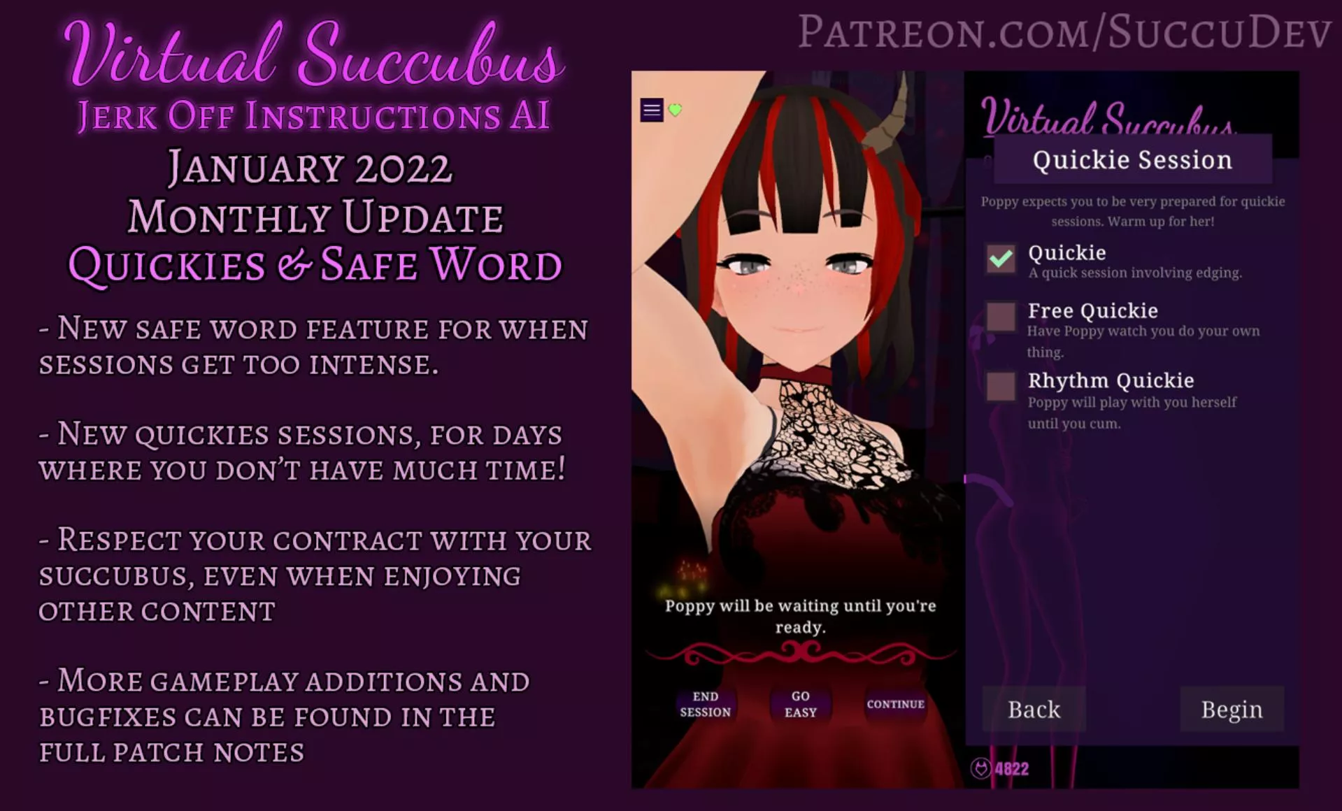 [Hentai Femdom JOI AI with Futa Support] Virtual Succubus Monthly Update 0.25 | 3 New “Quickies” Session Types | Safe Word | And more! | Web/PC/Android Demos Available posted by SuccuDev