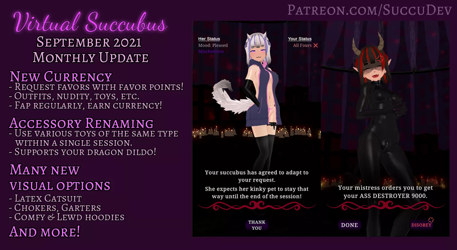 [Hentai Femdom JOI AI with Futa] Virtual Succubus 0.21 is Released! | New Currency System, Request Favors | Rename/Use Various Toys & Accessories | Web/PC/Android Demos Available! posted by SuccuDev