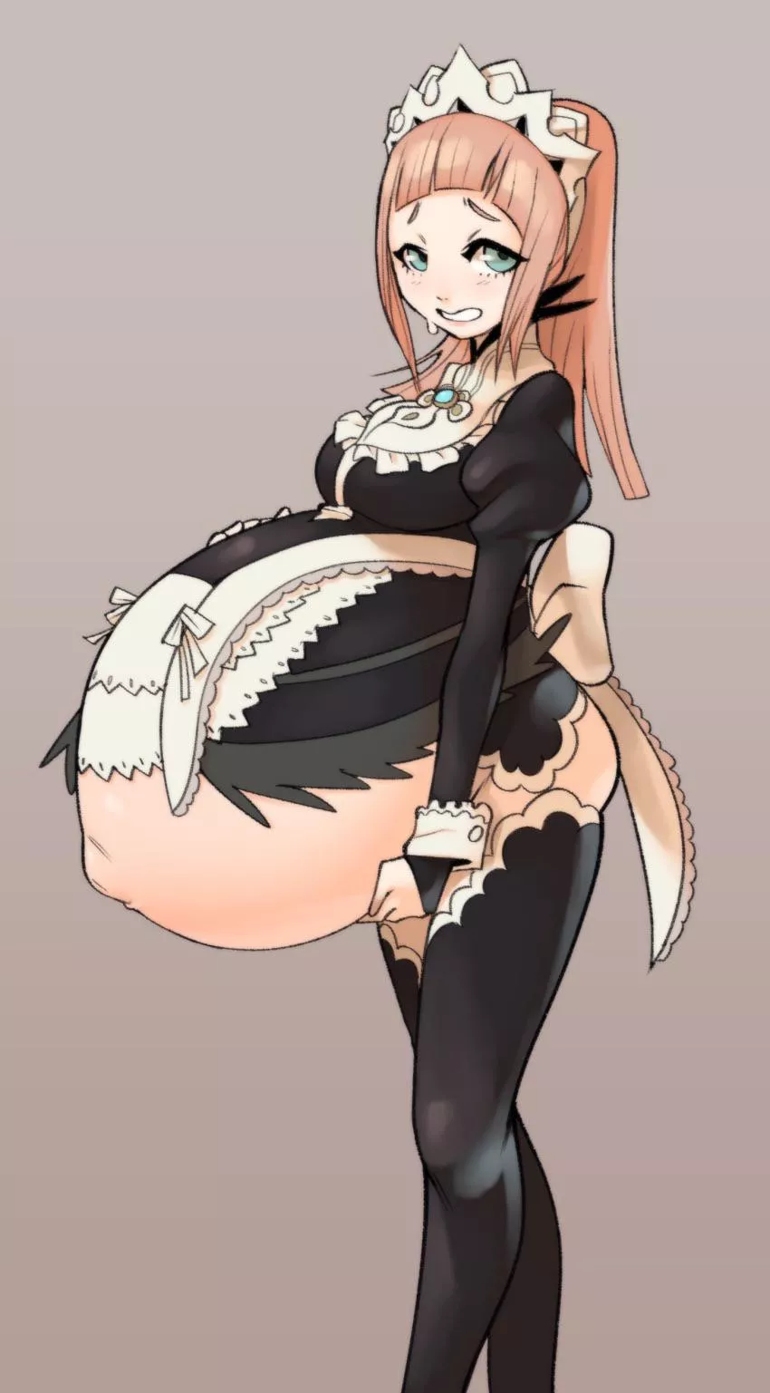 Her Maid Dress no Longer Fits Over Her Belly - [Hellbrain] posted by The10Cummandments