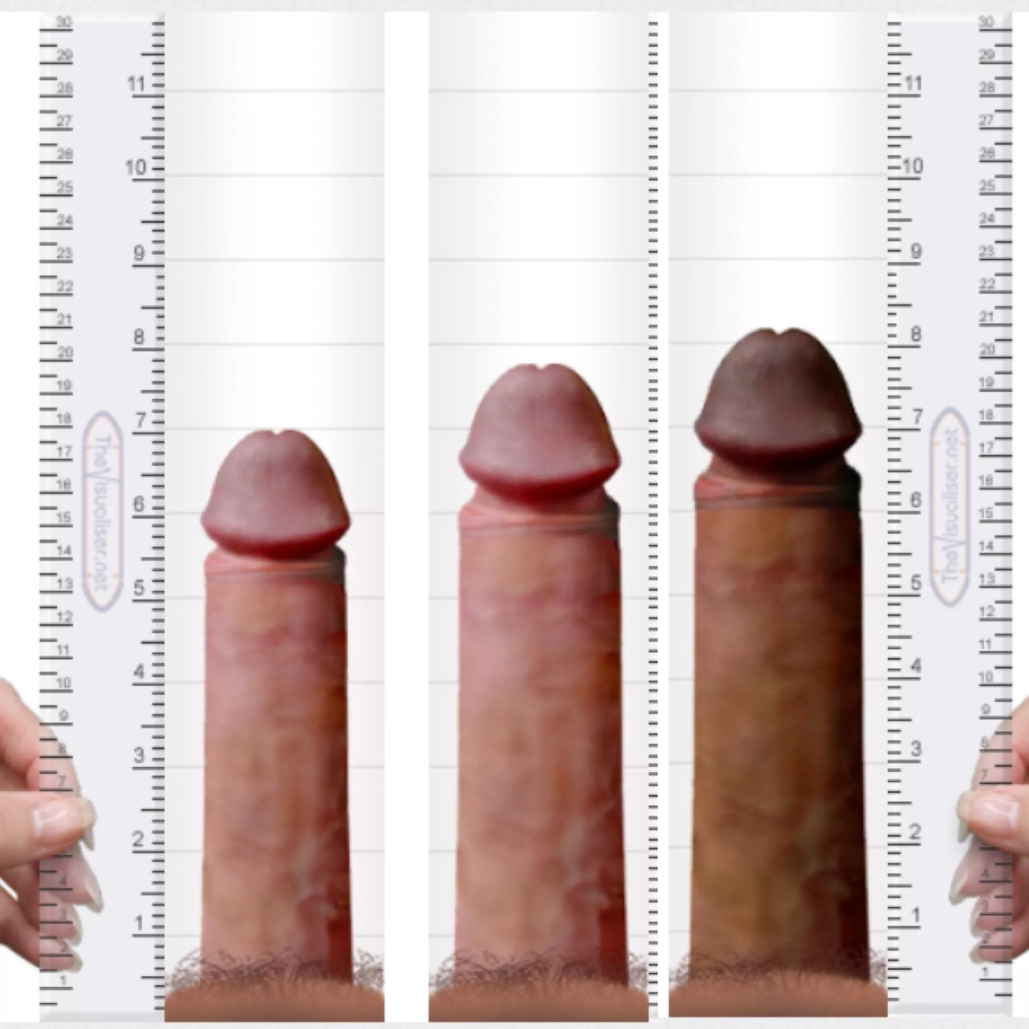 Here is a comparison of my cock and the two biggest cocks my wife has fucked posted by SamLucasSam