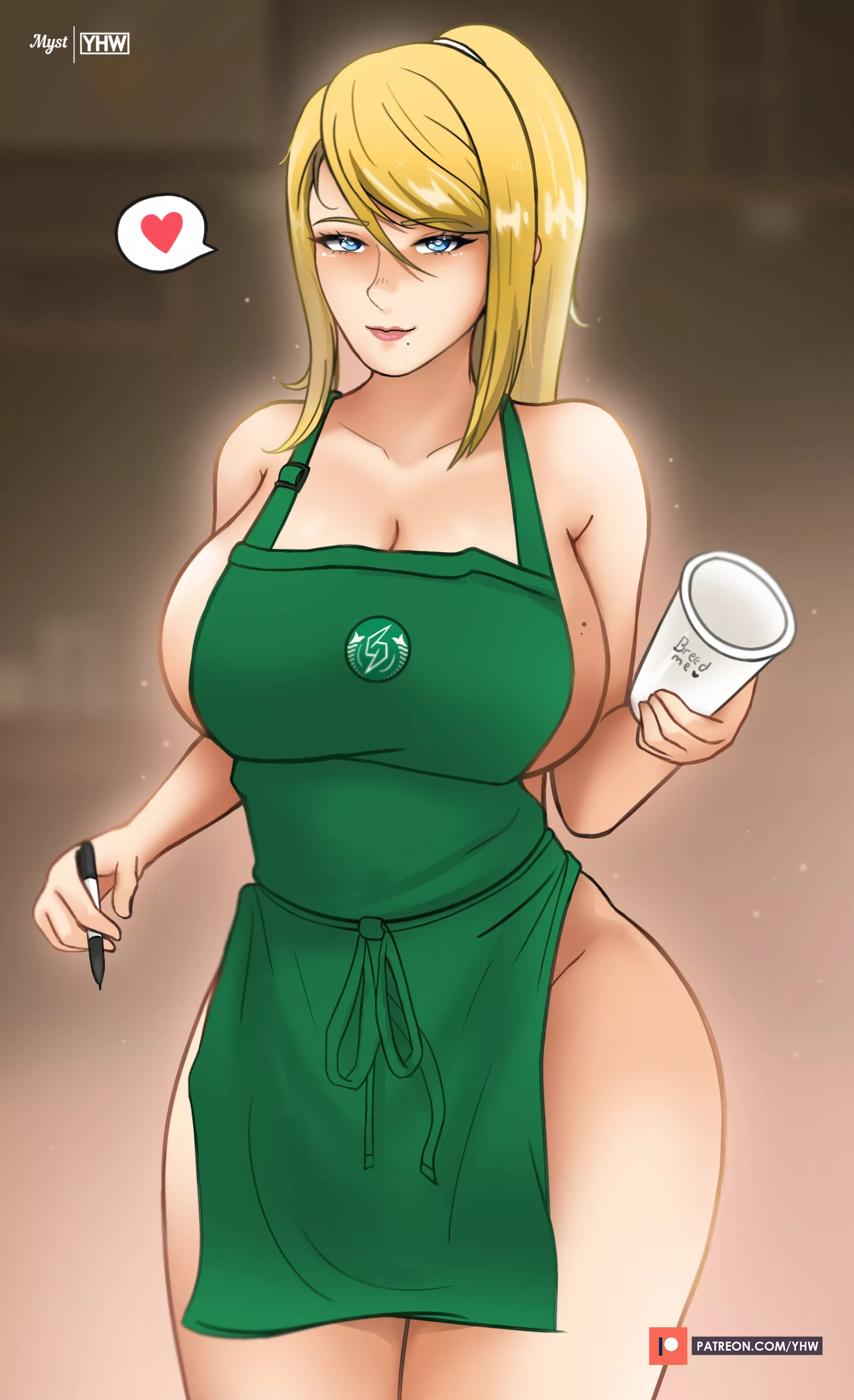 Hi Samus can I get an iced latte with breast milk I mean breast milk I mean (Myst | YHW) [Metroid] posted by Myst_yhwart