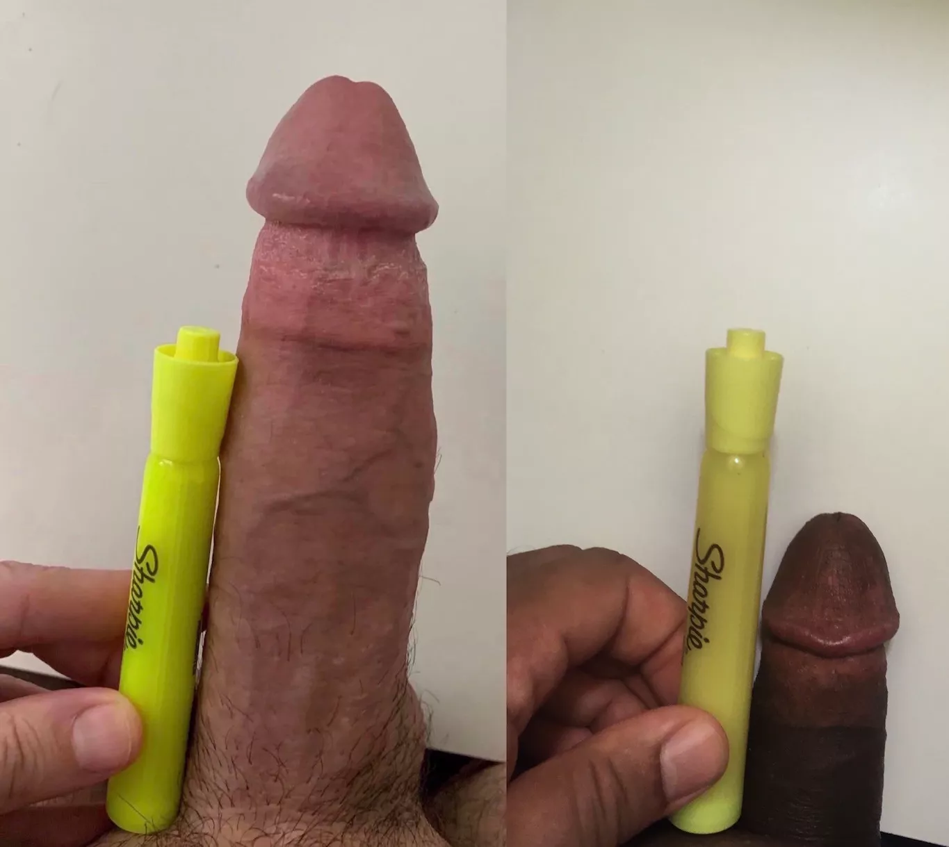 Highlighting the difference between u/sick_tight (left) and me (right) posted by lilblkdck