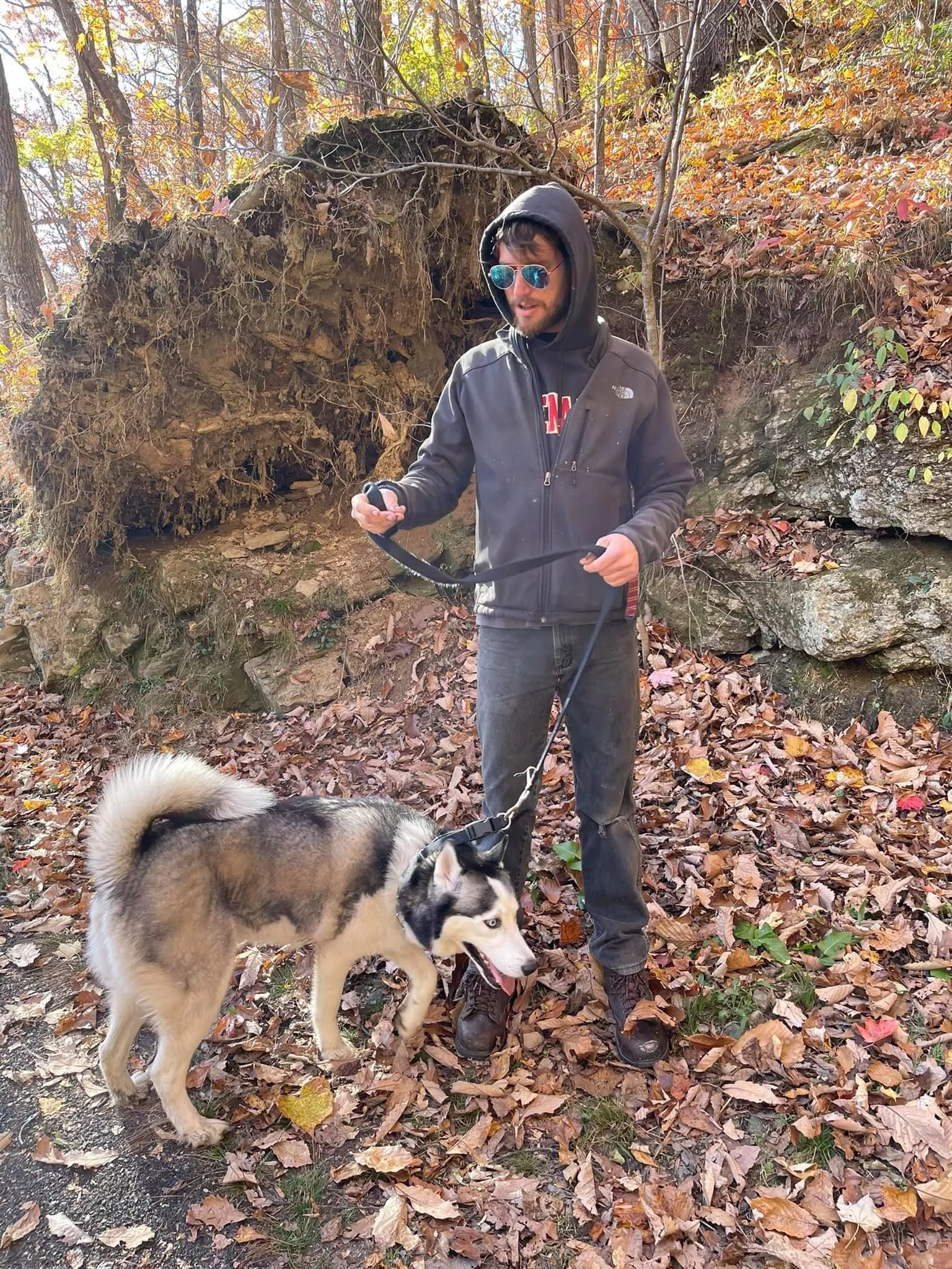 Hiking on a crisp fall day with my buddy 🐺 Happy Sunday y’all! posted by Hunter_explores