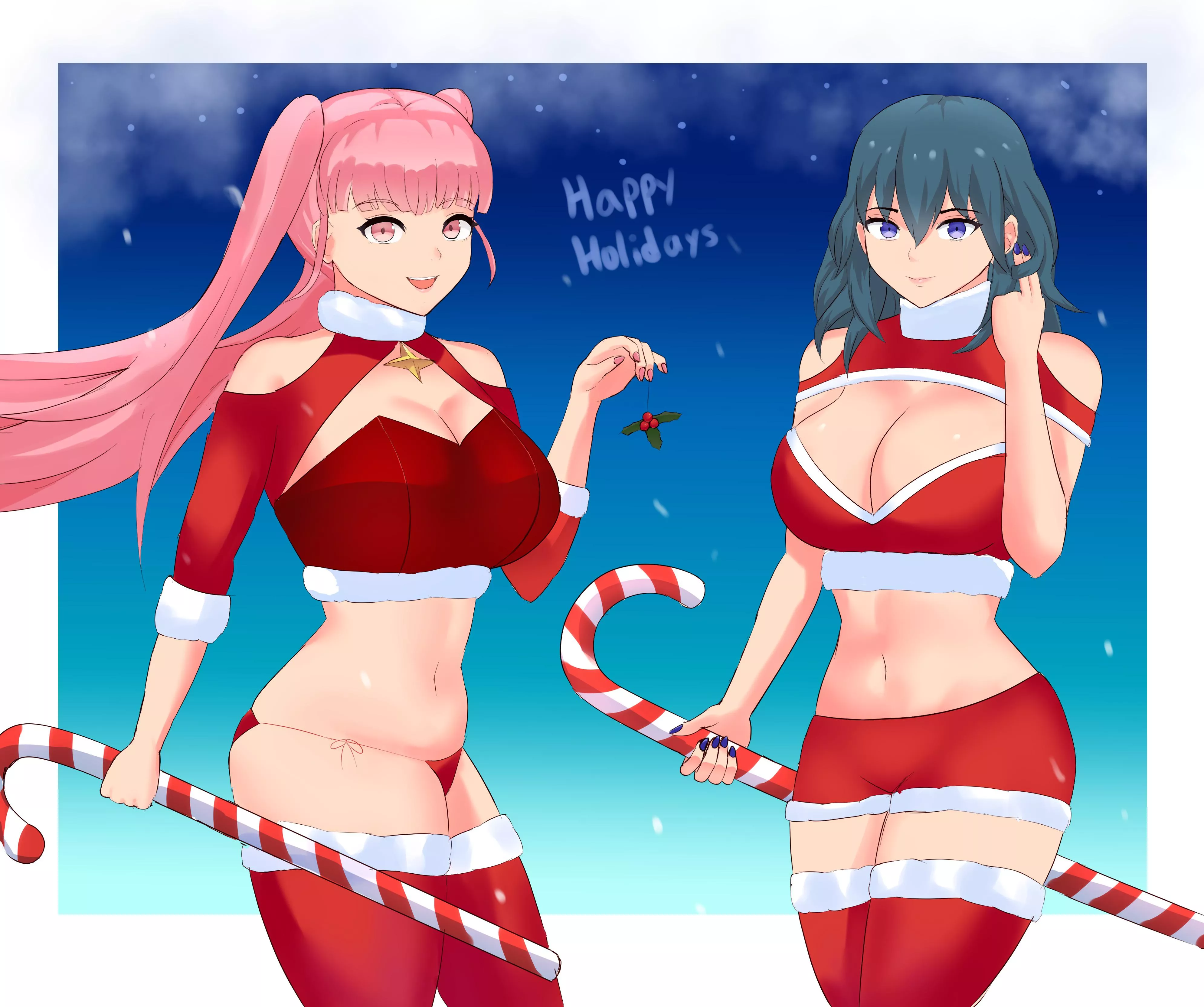 Holiday Hilda and Byleth (TiredTorto) posted by twanindigo