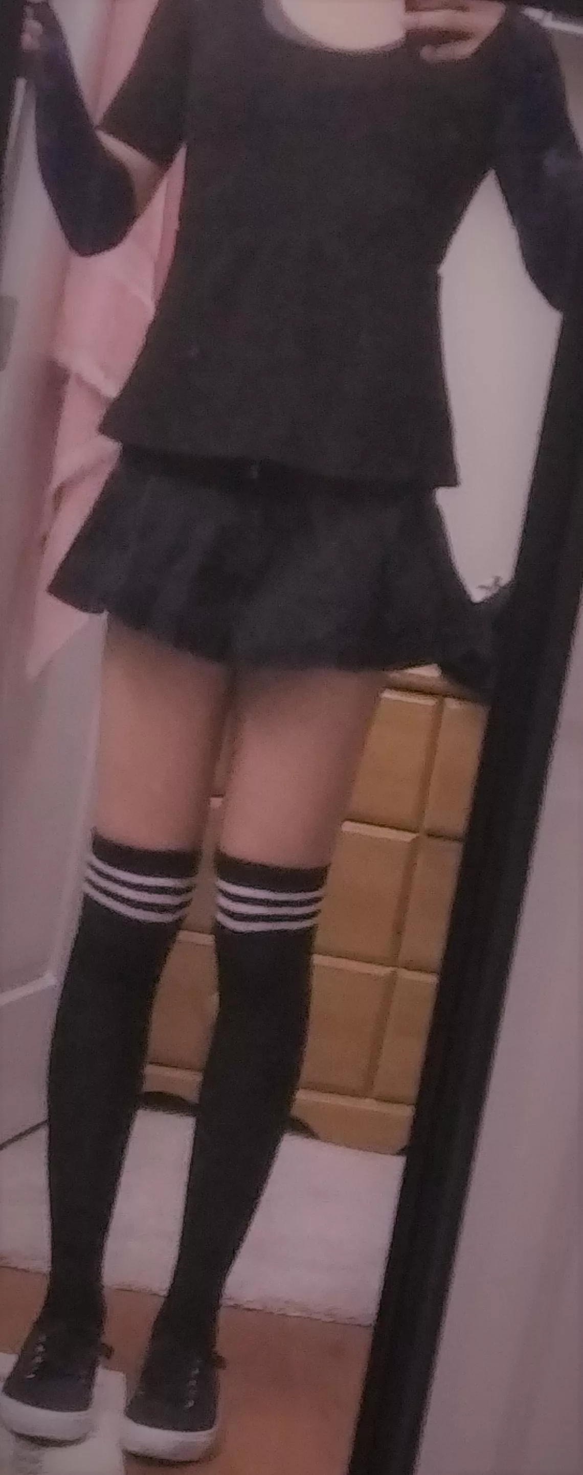 hopefully this mini skirt isn't too smol for this sub hehe i felt rlly cute tho posted by femboy_goals