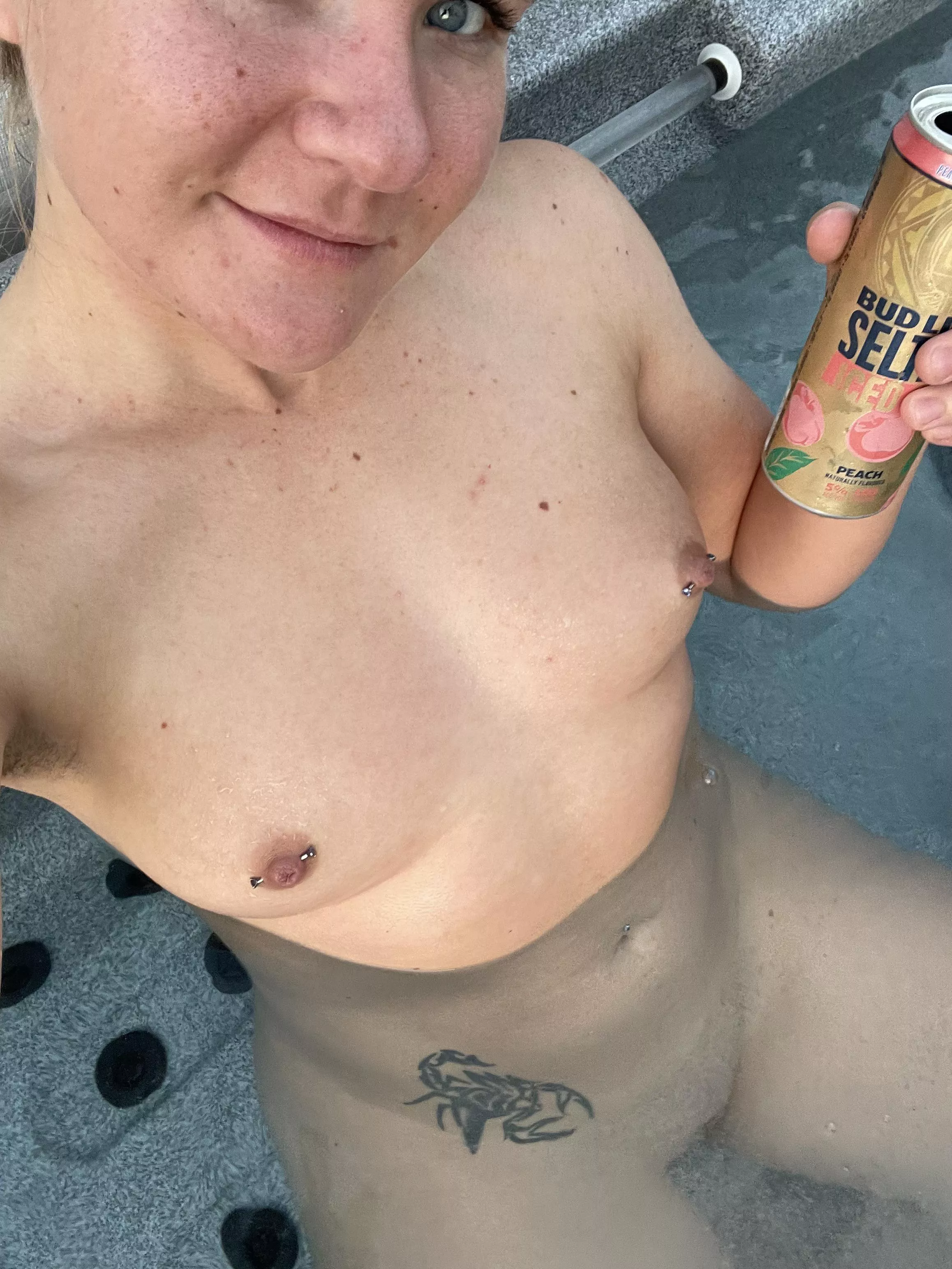 Hot tub selfie, enjoying time with my boyfriend and girlfriend posted by WingedBrick69