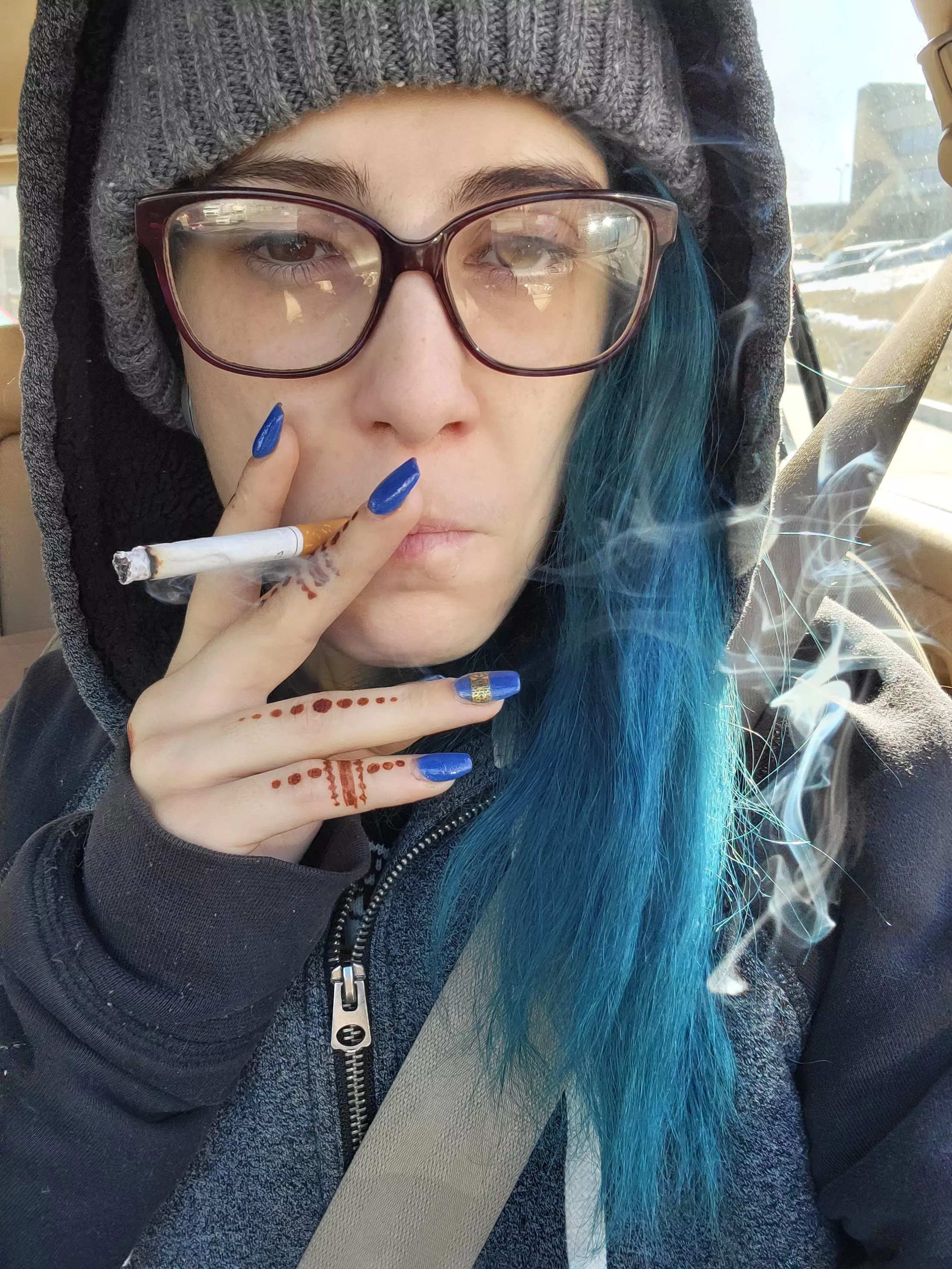 How are we all doing today? 🥰 finally broke my glasses back out! It's nice being able to see more than 10' in front of me again! 🚬🤓💨 posted by Kinkylittlehippy