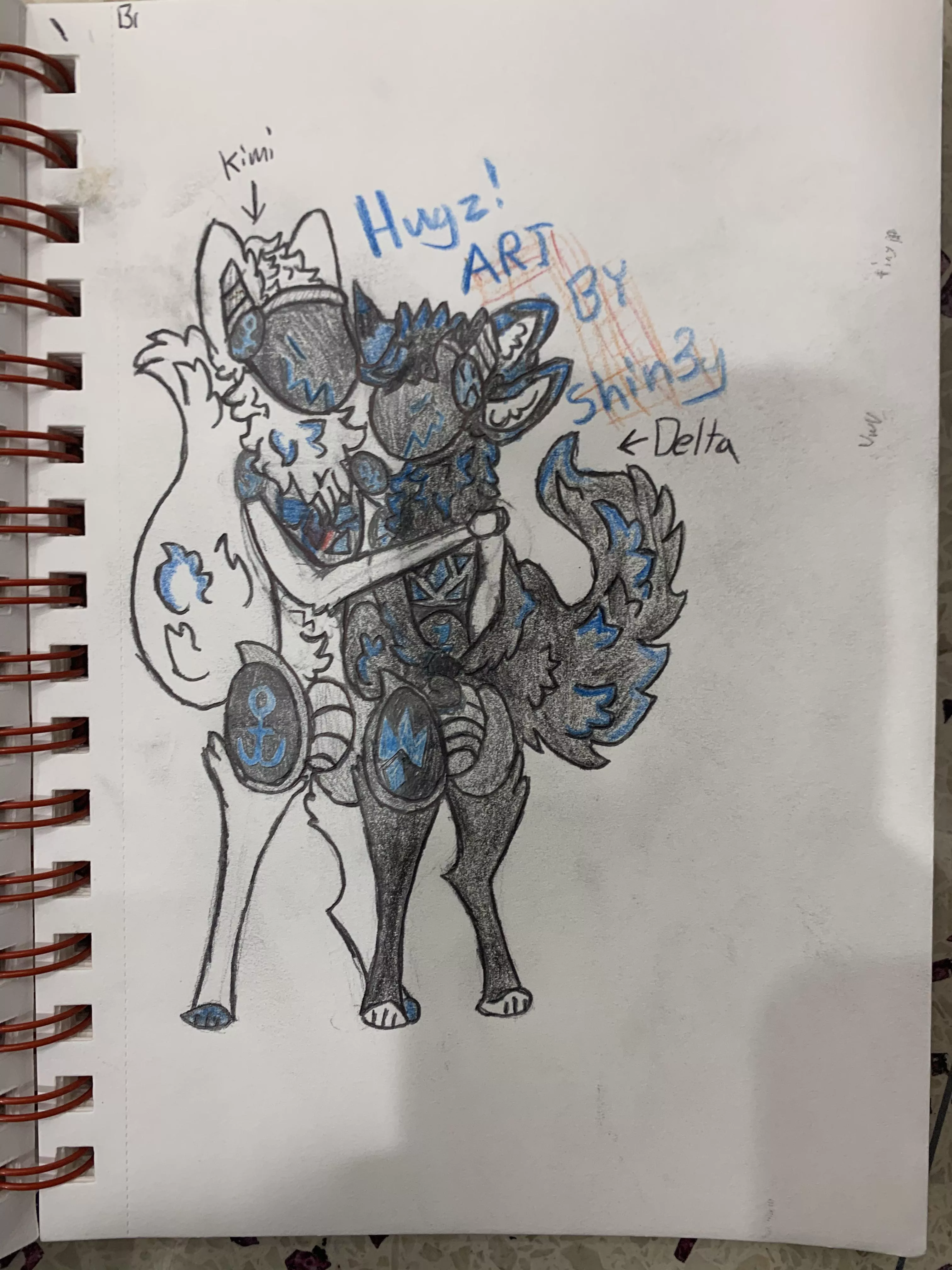 Hugs! Art of me and my bfs fursonas (Art by me) posted by Pitiful-Focus