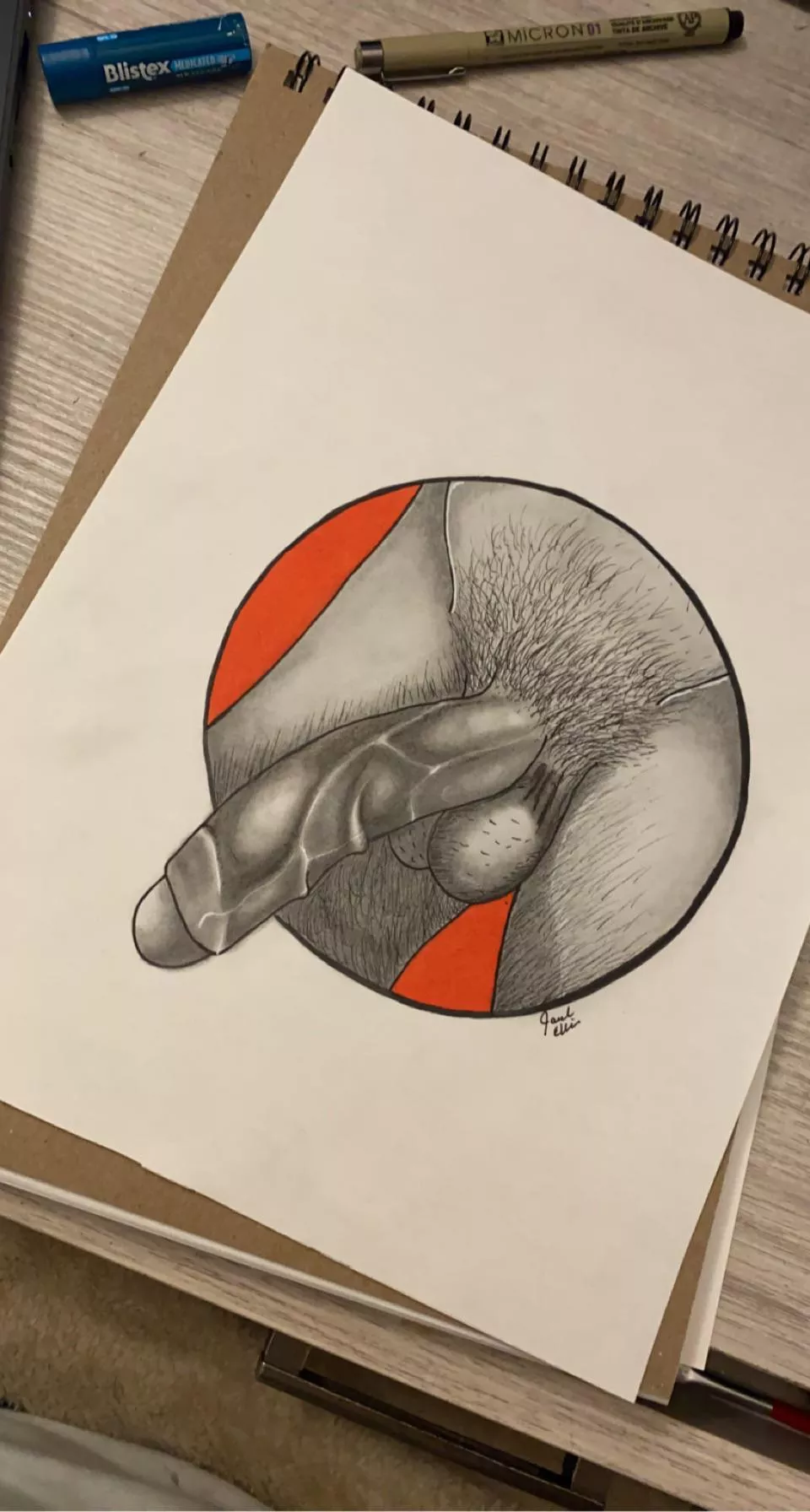 Hung and uncut. Drawing my followers who is next! posted by Artsybitch216