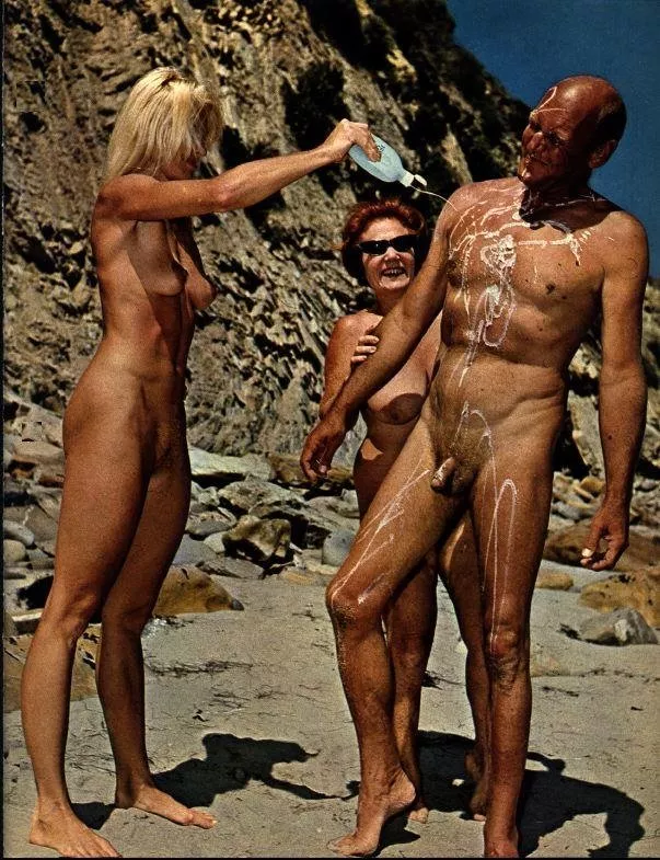 Husband asking a younger woman (Sylvia Hand) to apply sun lotion, got his lesson. posted by NaturistPictures