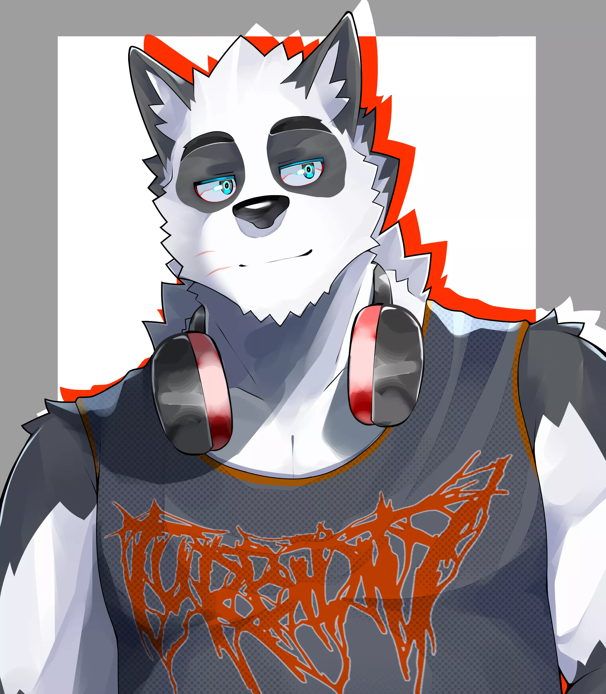 I am so happy right now got my first commissioned Fursona right now. meet Schiriki a Wolf/Panda hybrid who loves to listen to metal art done by mii_andrean posted by Schiriki-kun