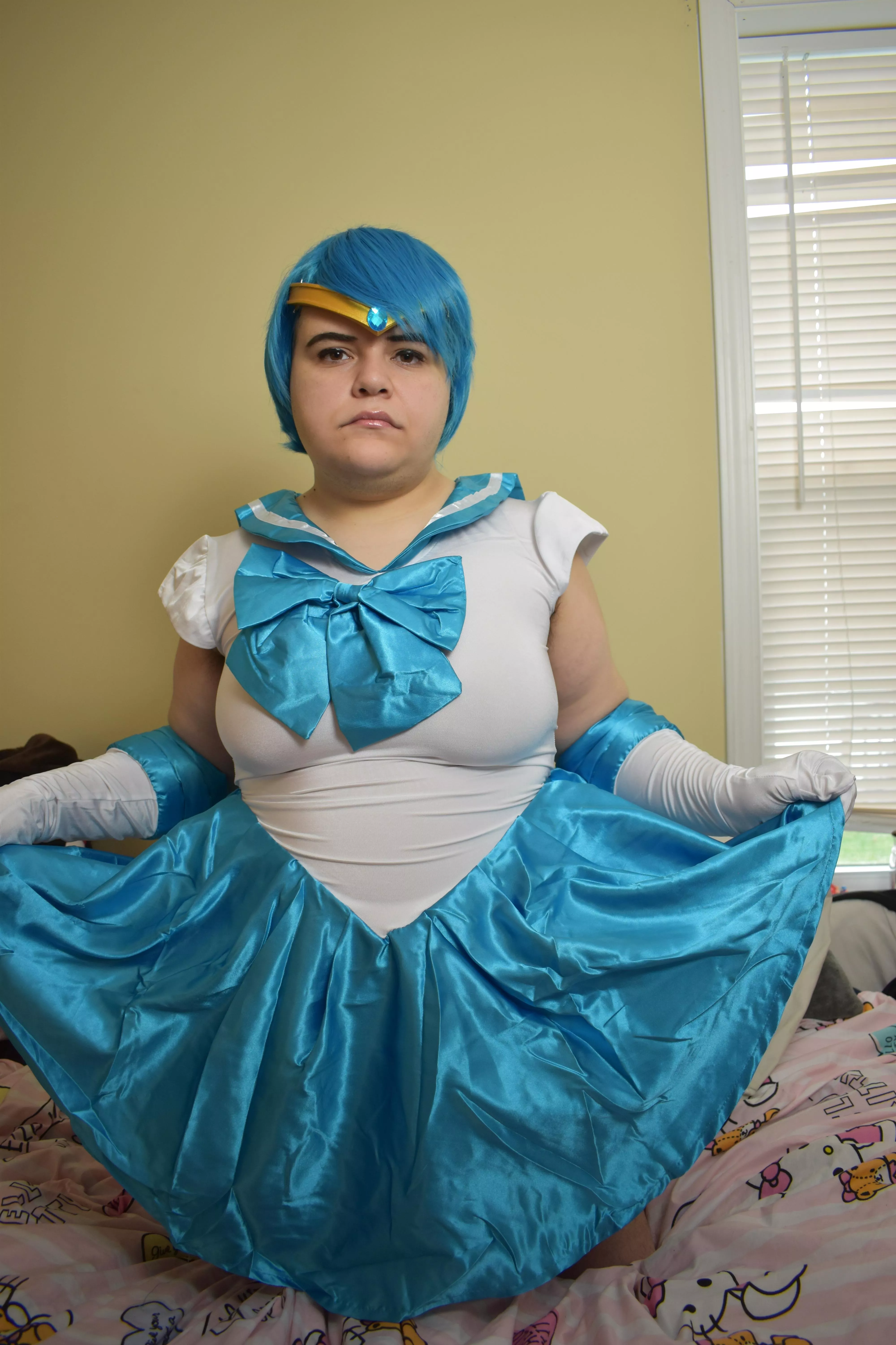 I am the Pretty Guardian who fights for love and for intelligence! Dressed as Sailor Mercury posted by scoobsboob