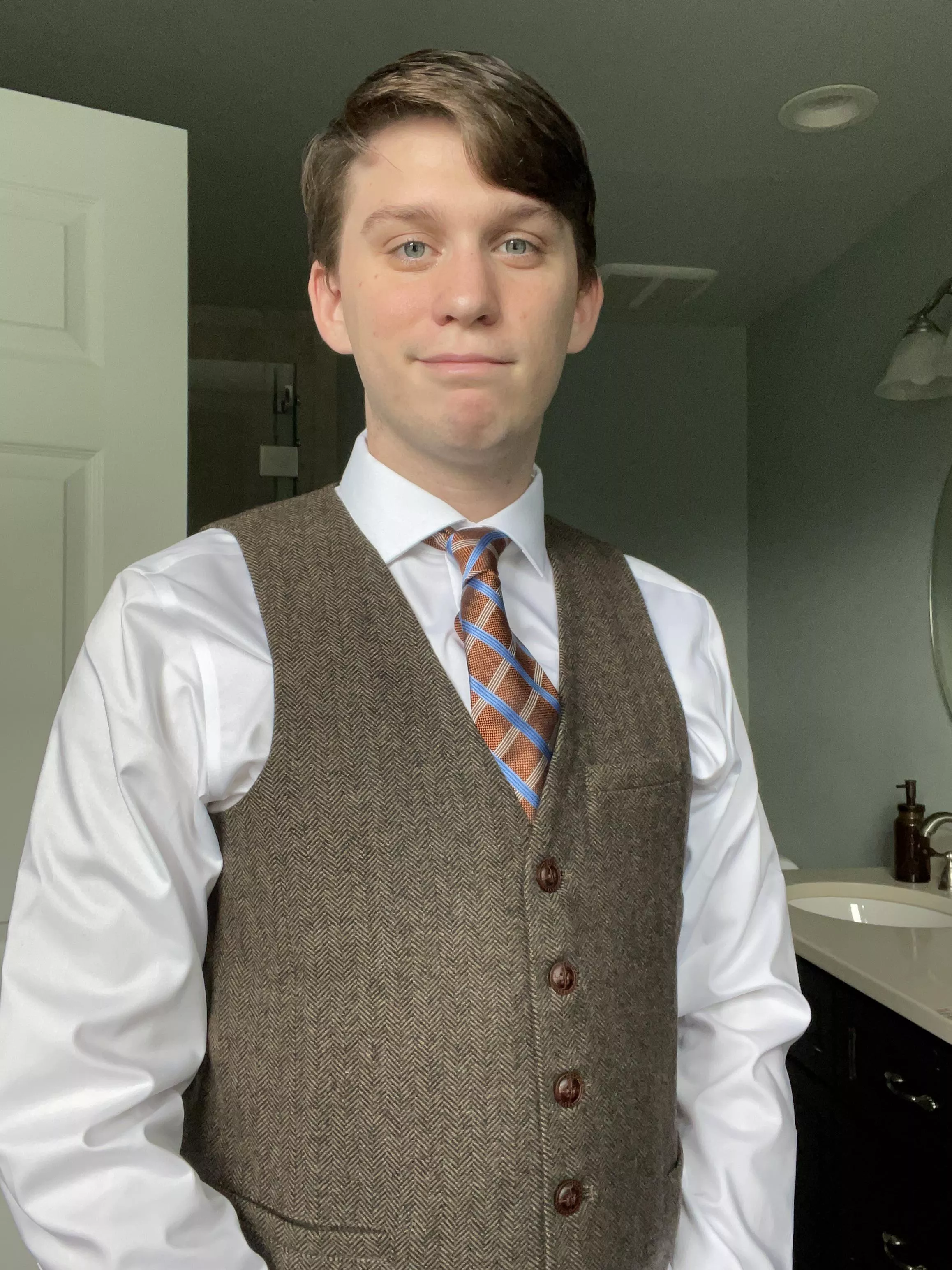 I bought a vest to look fancy, but ended up looking like an old school teacher posted by my_spinach_puffs