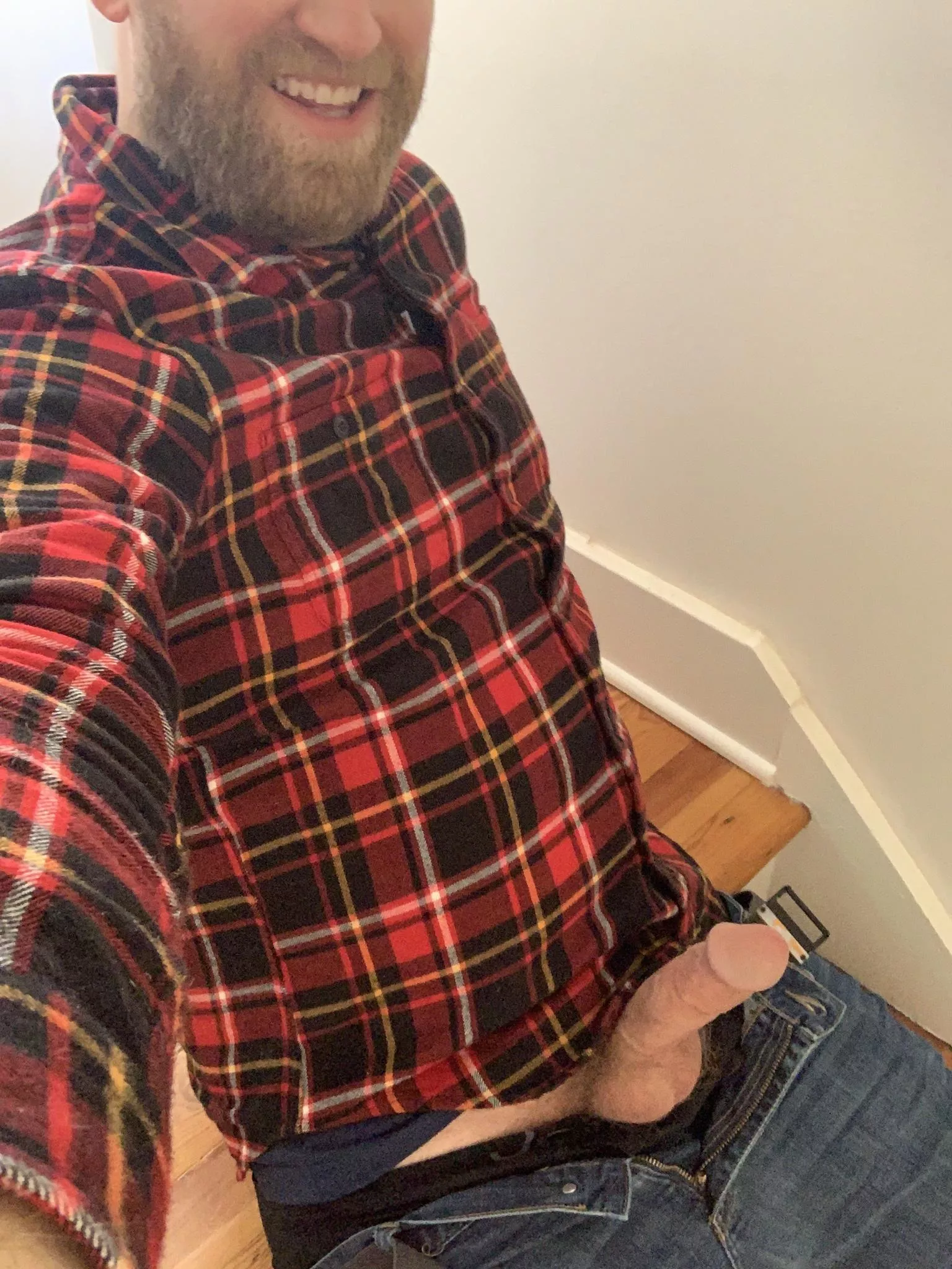 I call this “Flirty Flannel on the Stairs” or “This is what my dick looks like” [37] posted by makeokdecisions