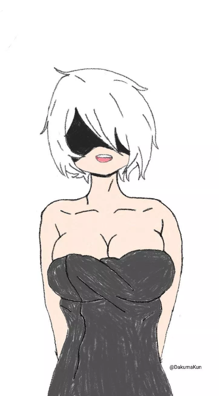 I drew 2b in a bath towel posted by Dakuma-Kun