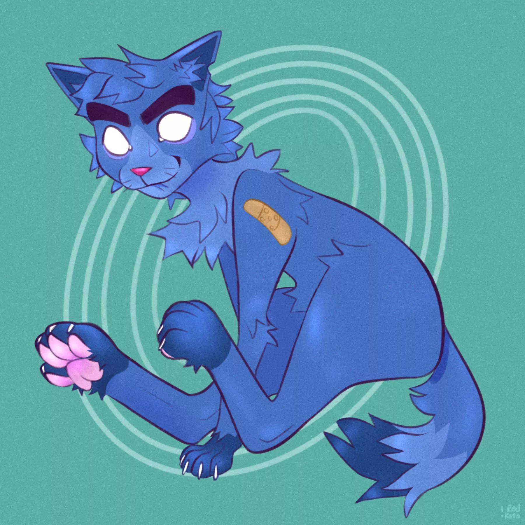 I drew 2D from Gorillaz as a cat posted by redkato