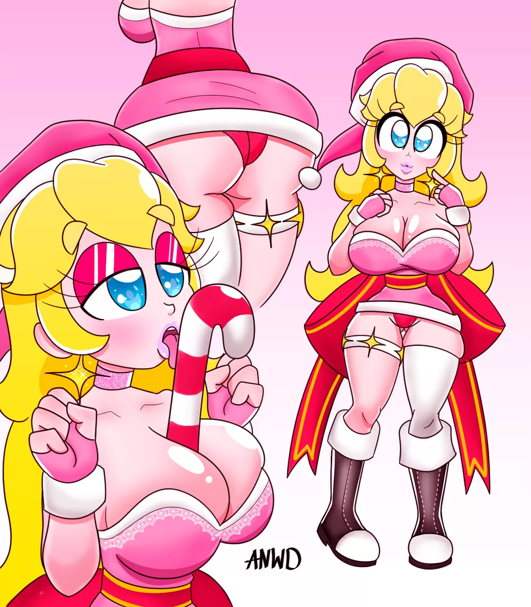 I drew Princess Peach in a christmas outfit! posted by ANWDMaui