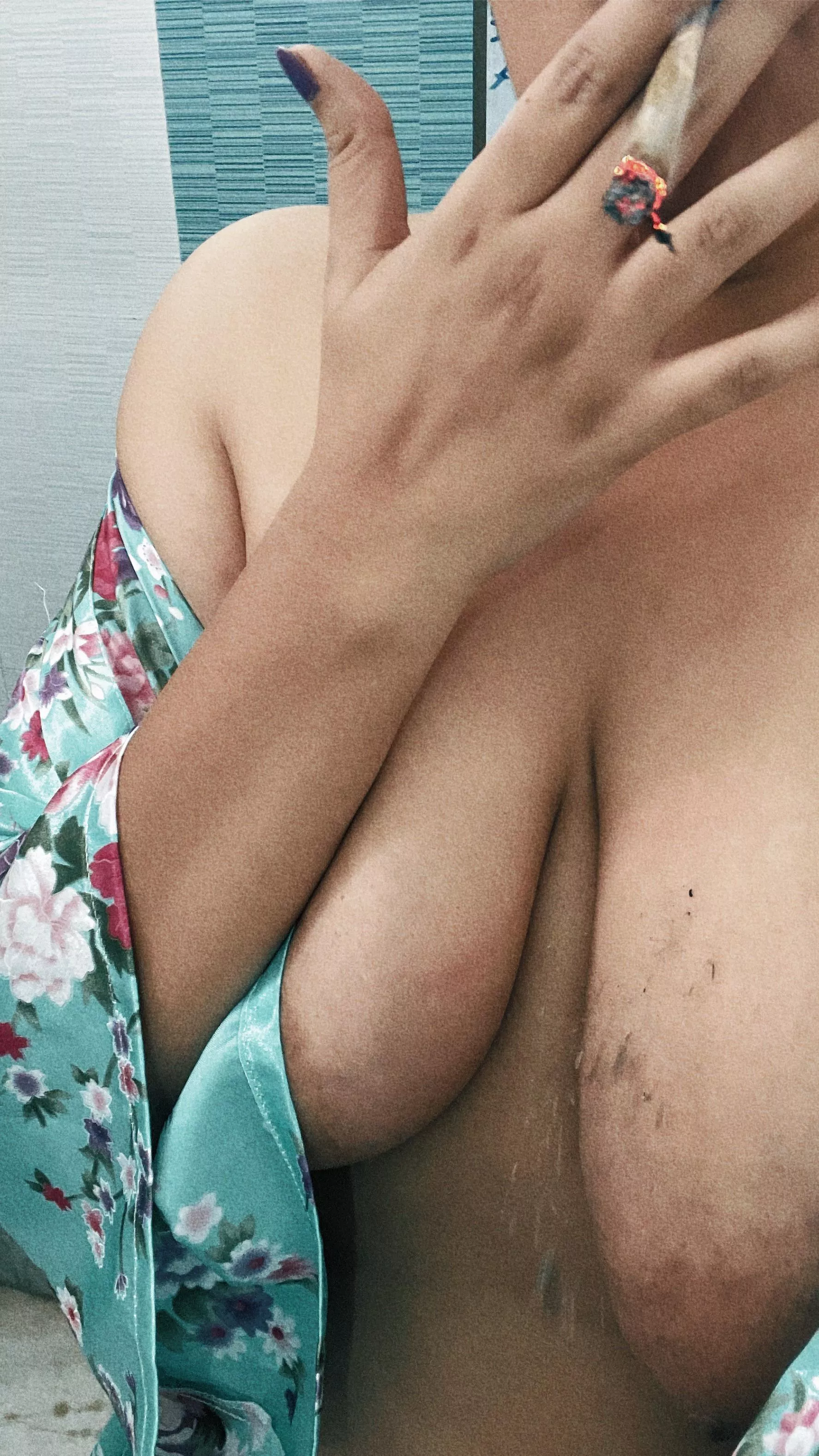 I got ash on my tits mid selfie session lol it hurts [F] posted by Stonedasfuck0