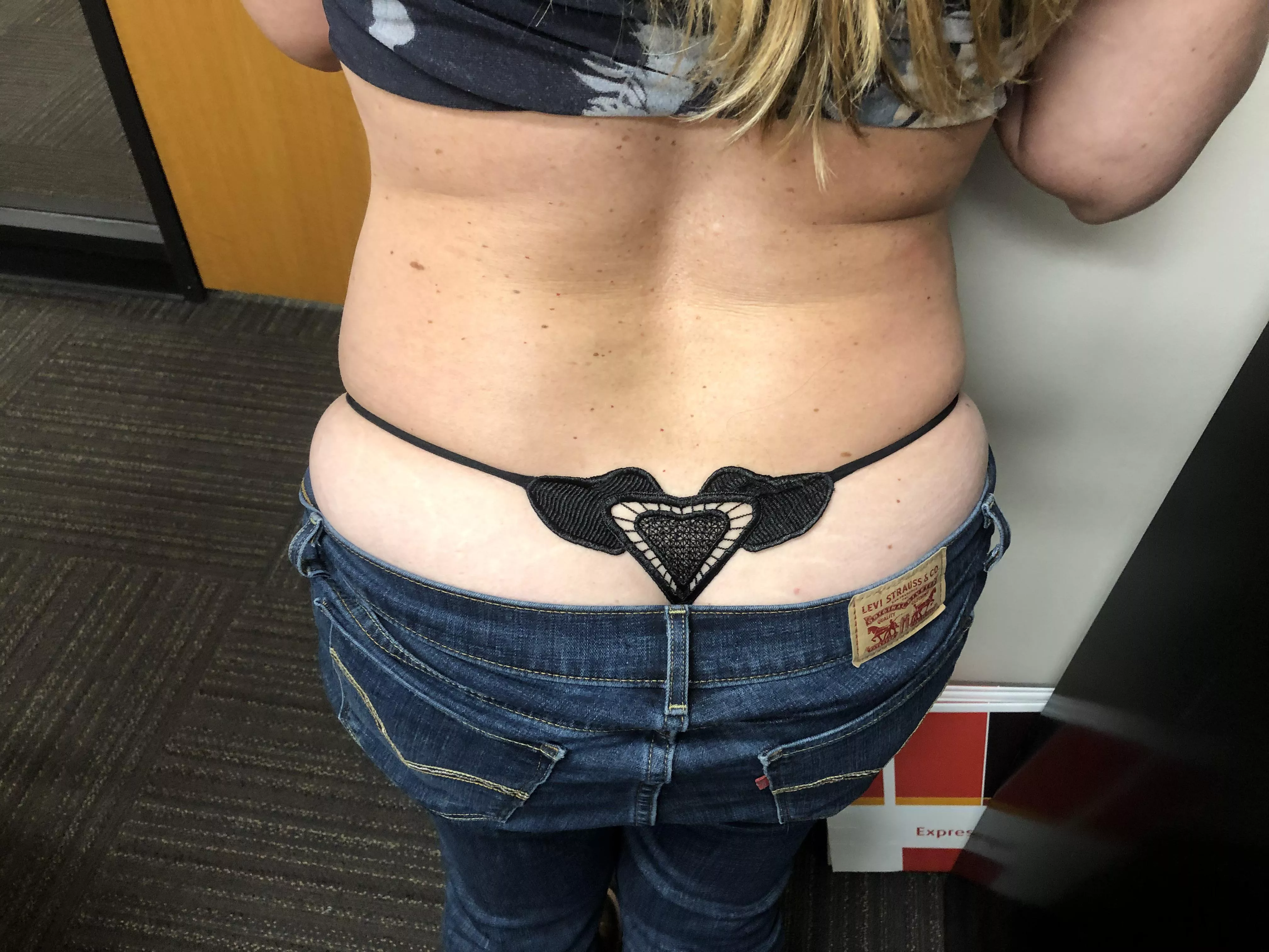 I heart this thong while I’m working.. haha! posted by Subflowerslut5791