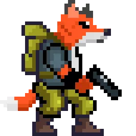 I made a fox character, a mix of starfox and metalslug. posted by FarlightGamesInd