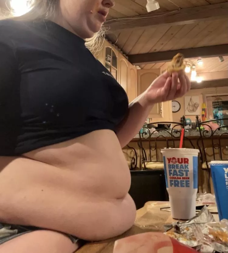 I mean… what’s another bite when your gut is already sitting right on the table? posted by myfatblondegf