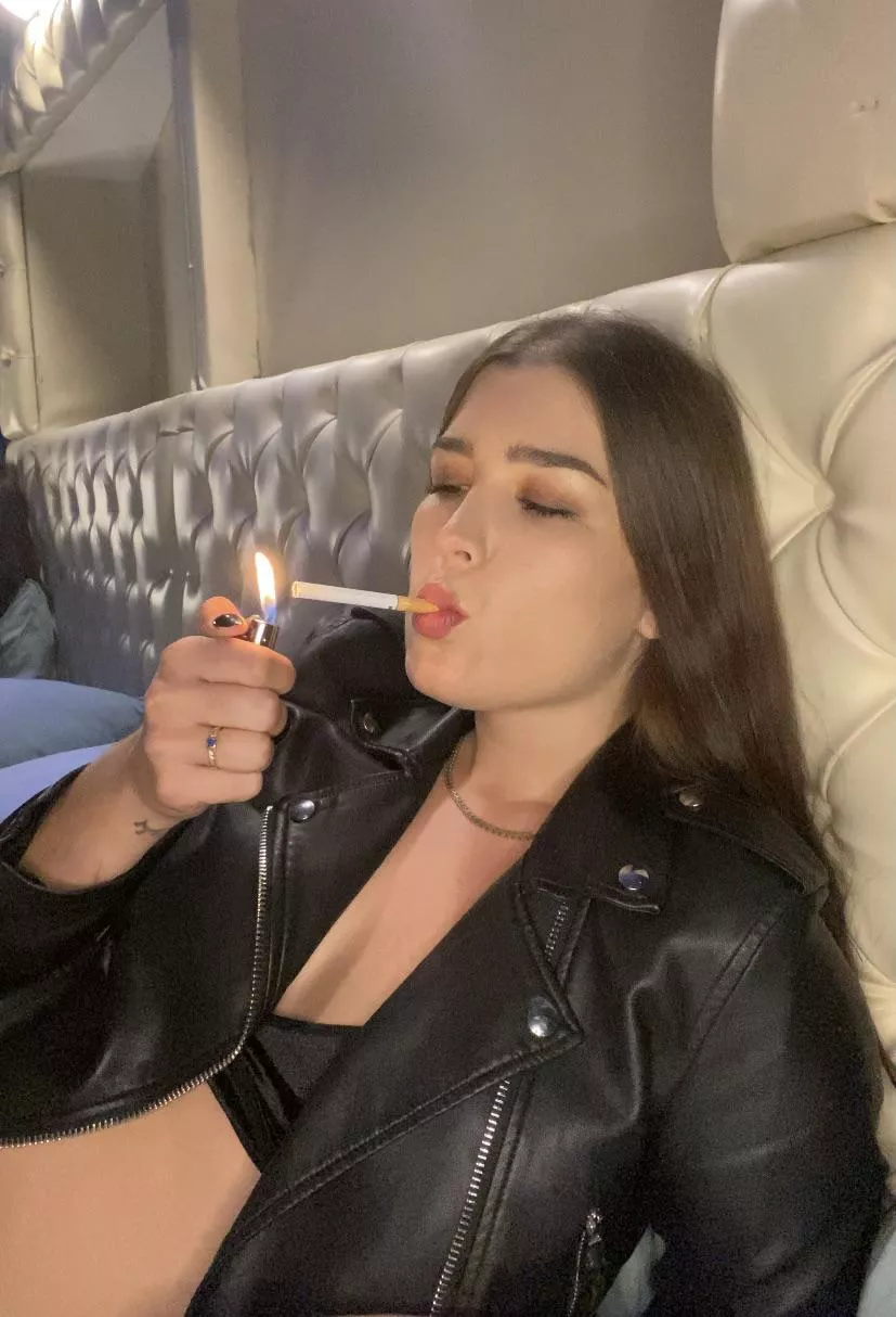 I missed stepping out for a smoke in my leather jacket all summer posted by dahlianextdoor