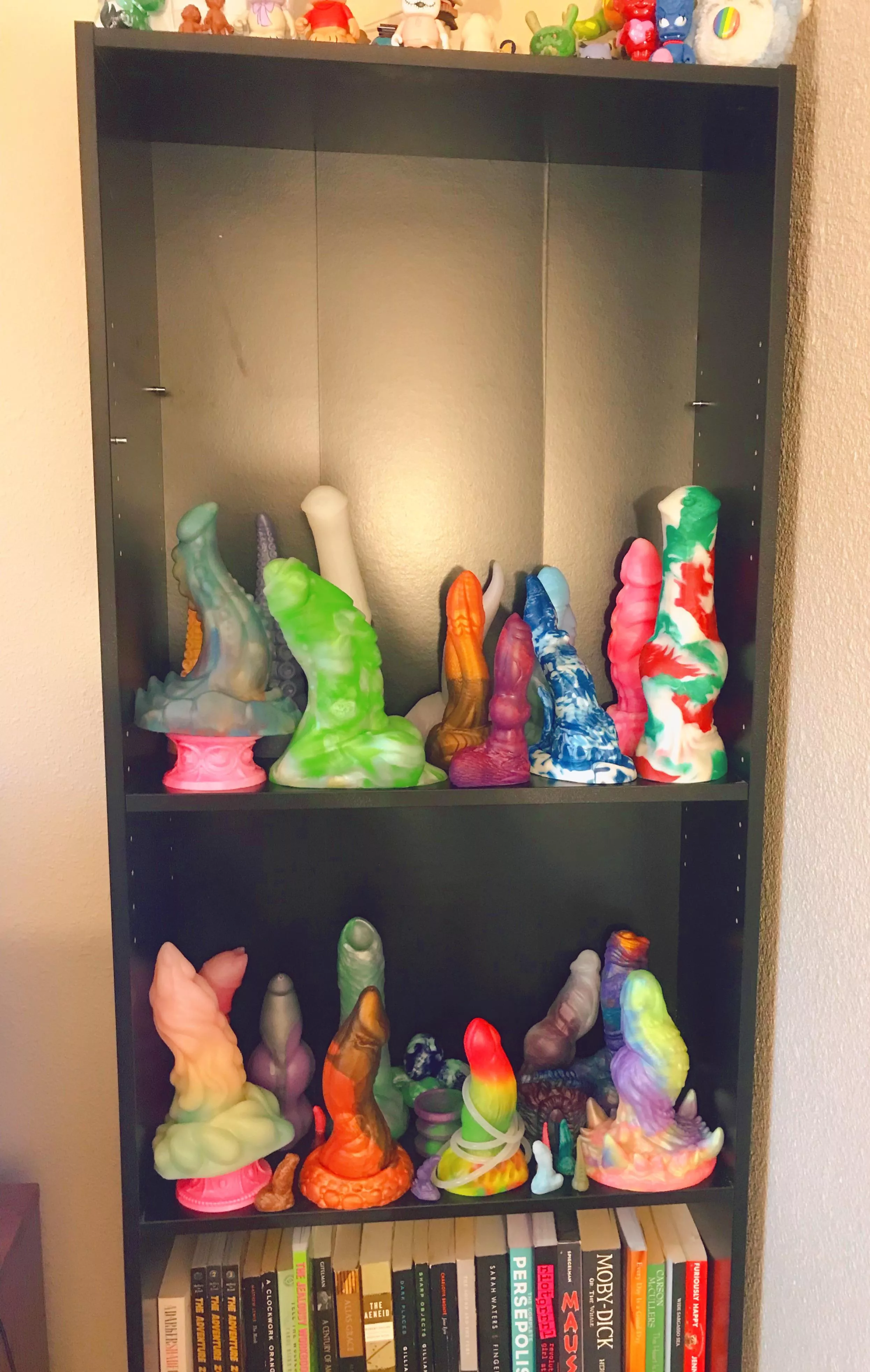 I moved recently and I’m in the process of arranging my dildo shelves. Looks pretty good so far! I love my bb’s! posted by SenOwned