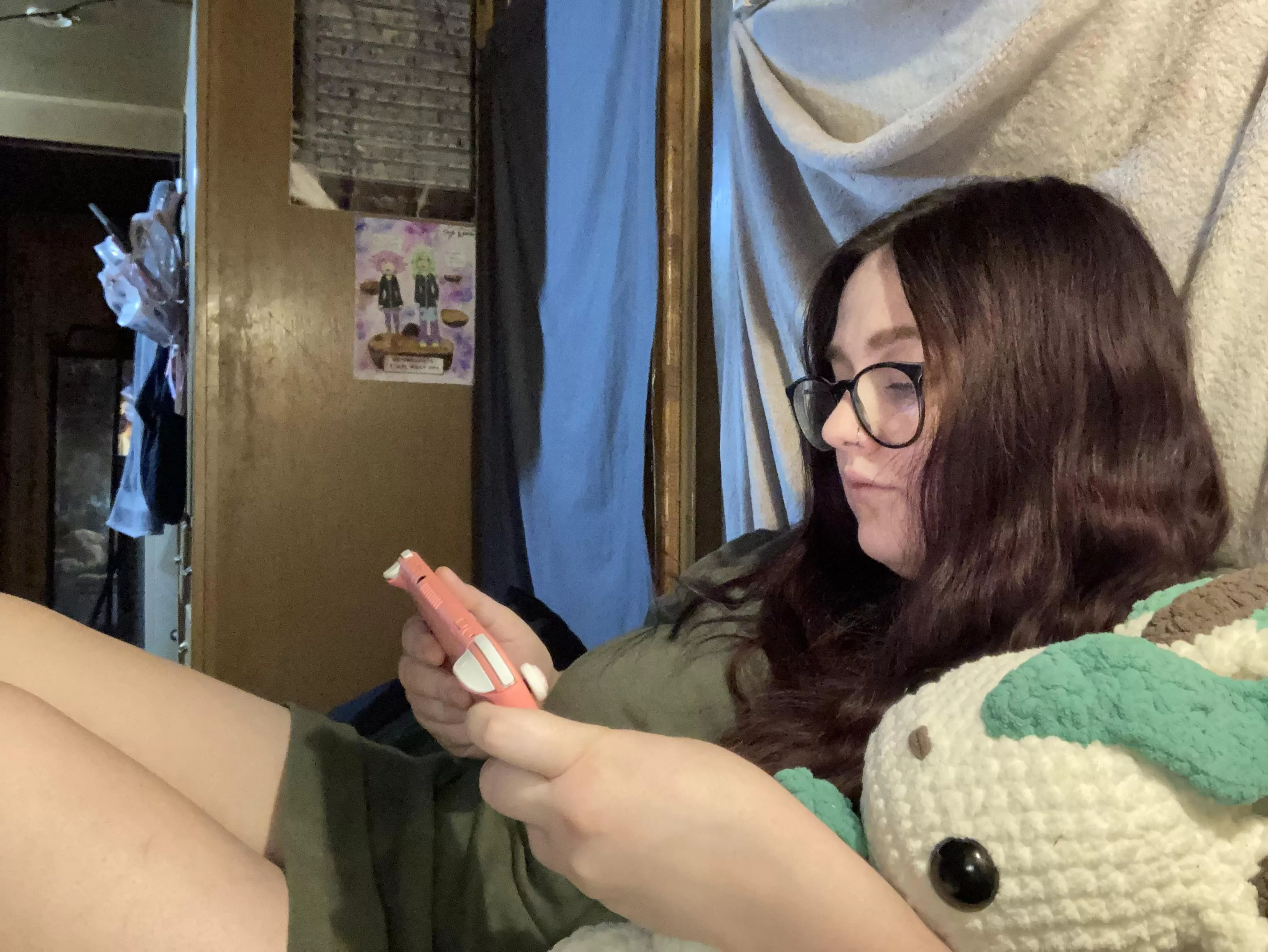 I need a boost, so I've been cuddling my stuffie and playing my switch light posted by Littleleafling55