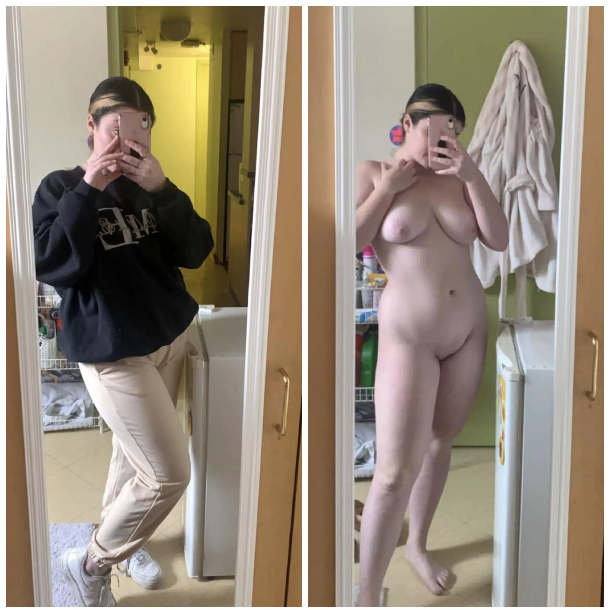 I sent the pic on the left to my bf and I sent the pic on the right to my bf’s roommates posted by yourslutamber